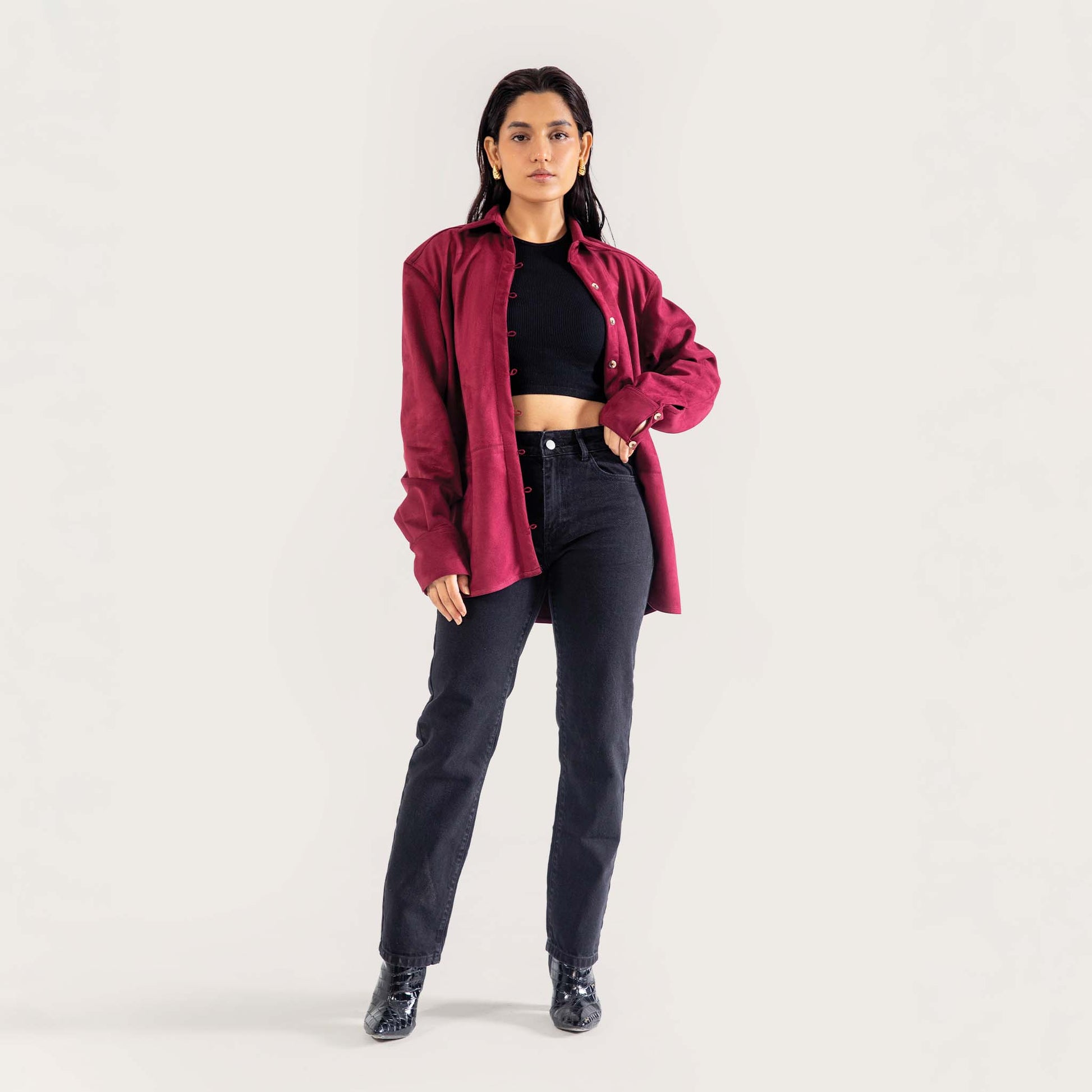 CLASSIC SUEDE BUTTON DOWN SHIRT