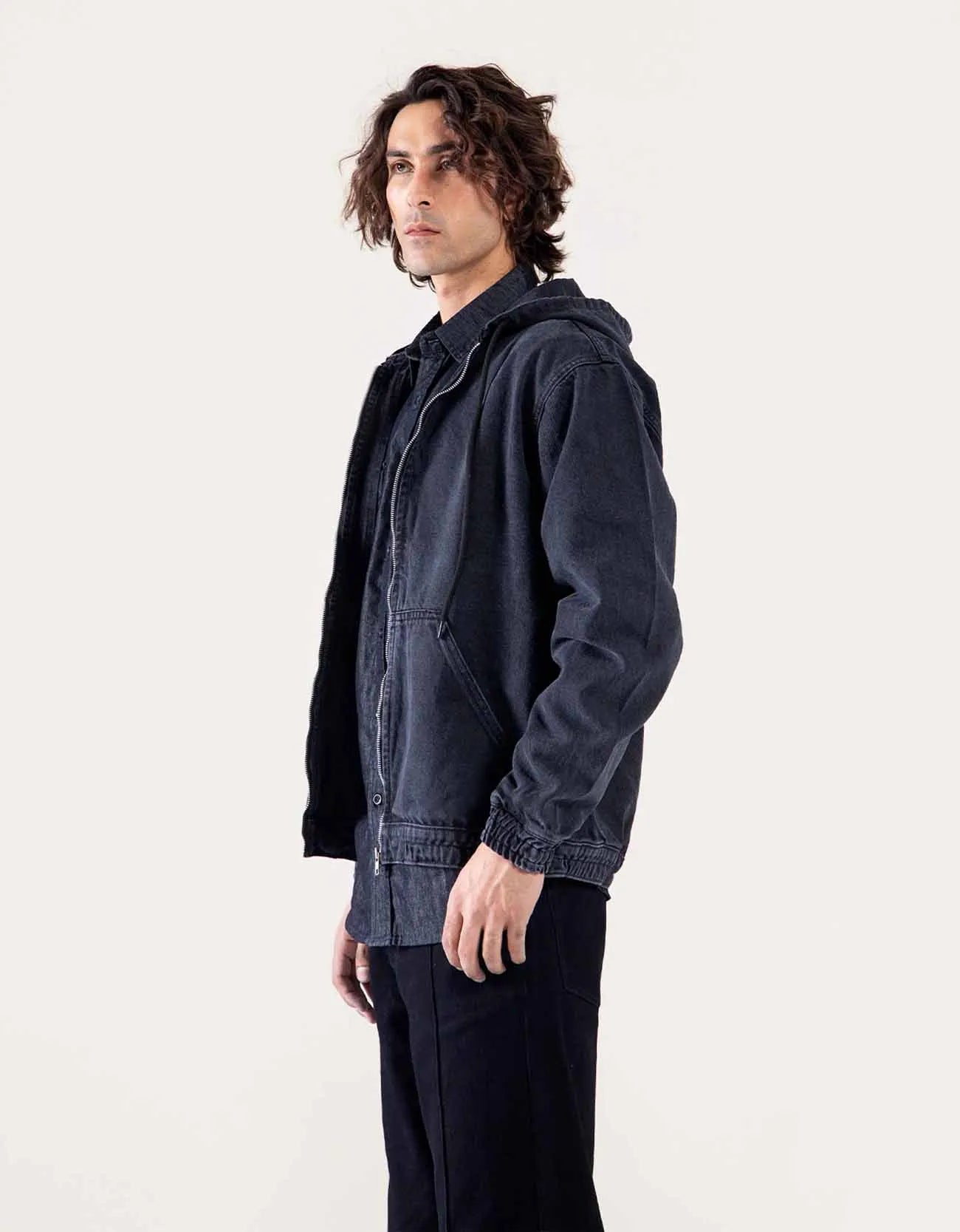 DENIM ZIPPER HOODIE