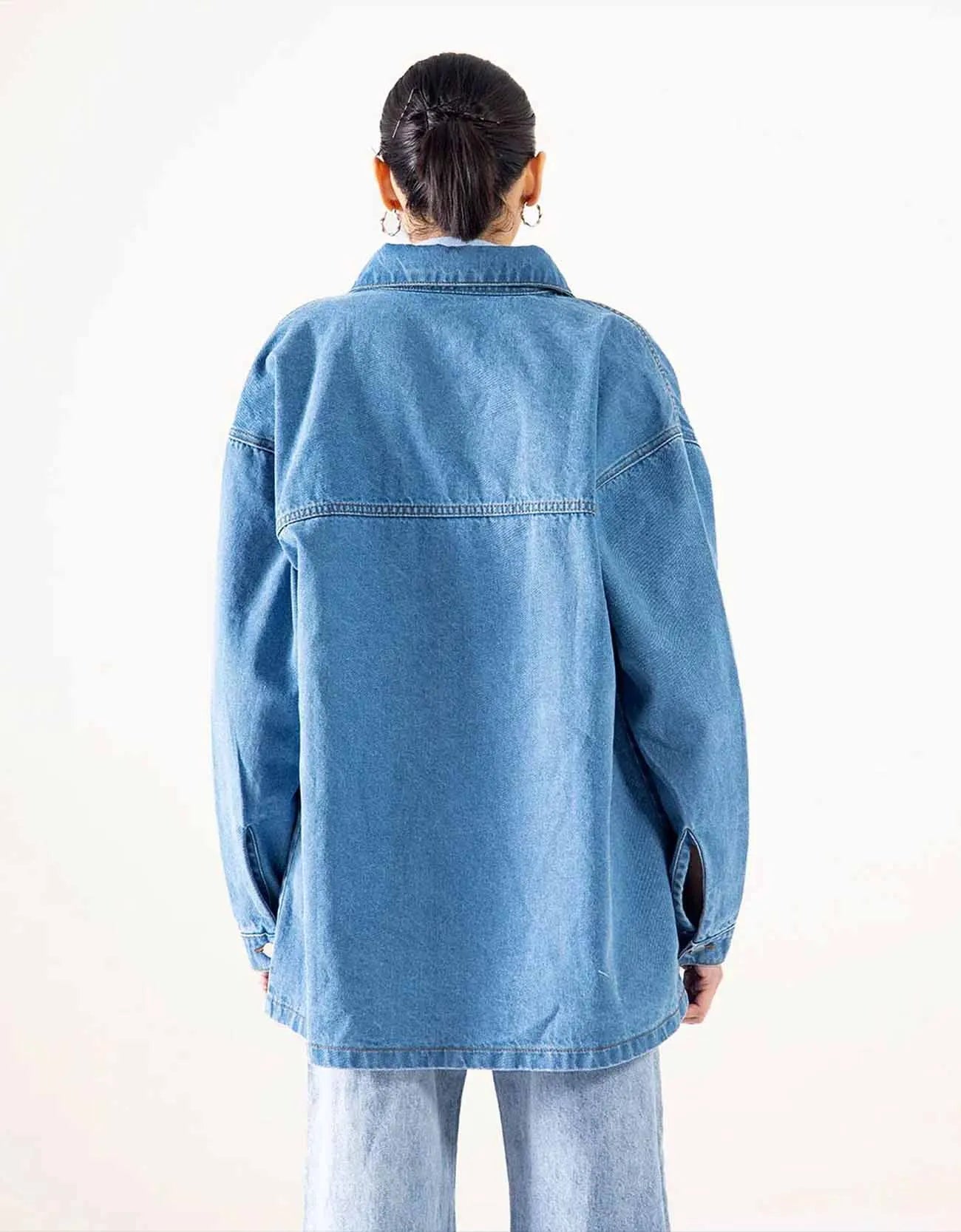 DENIM BUTTON DOWN SHACKET