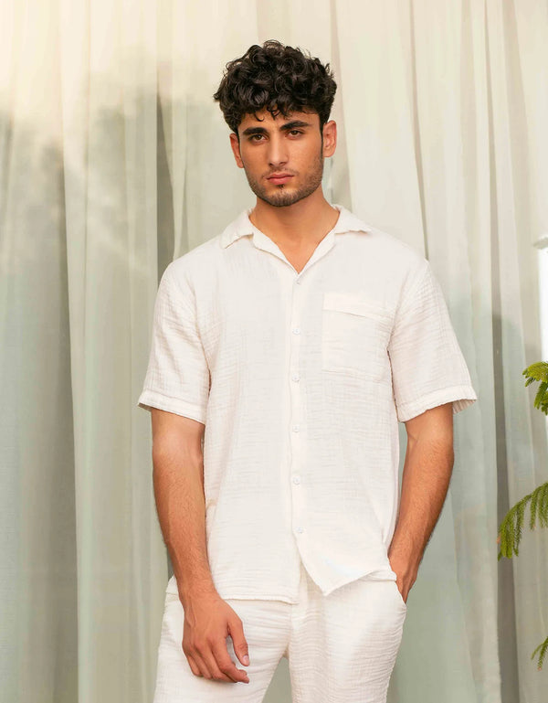 RELAXED FIT MUSLIN SAFARI SHIRT