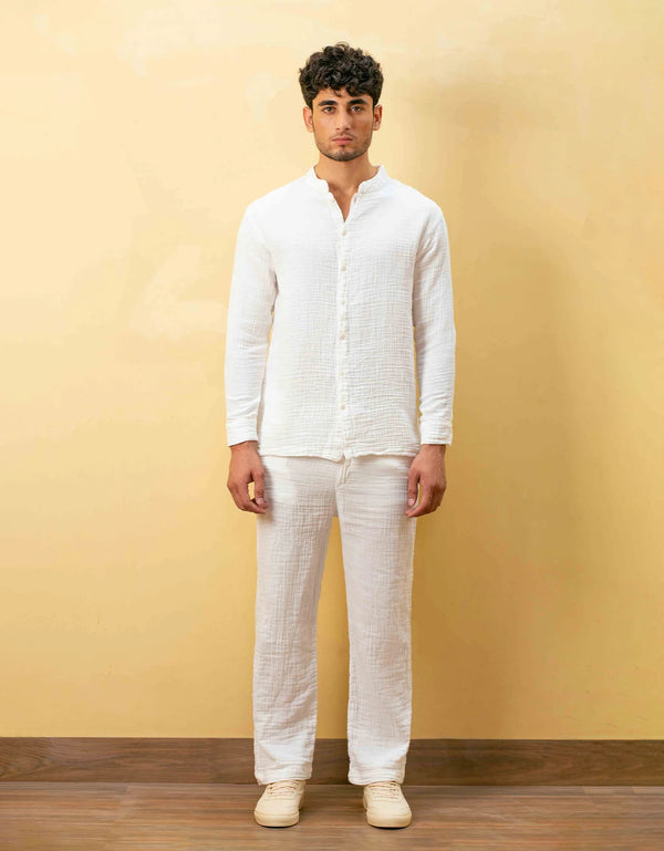 MUSLIN MANDARIAN COLLAR SHIRT