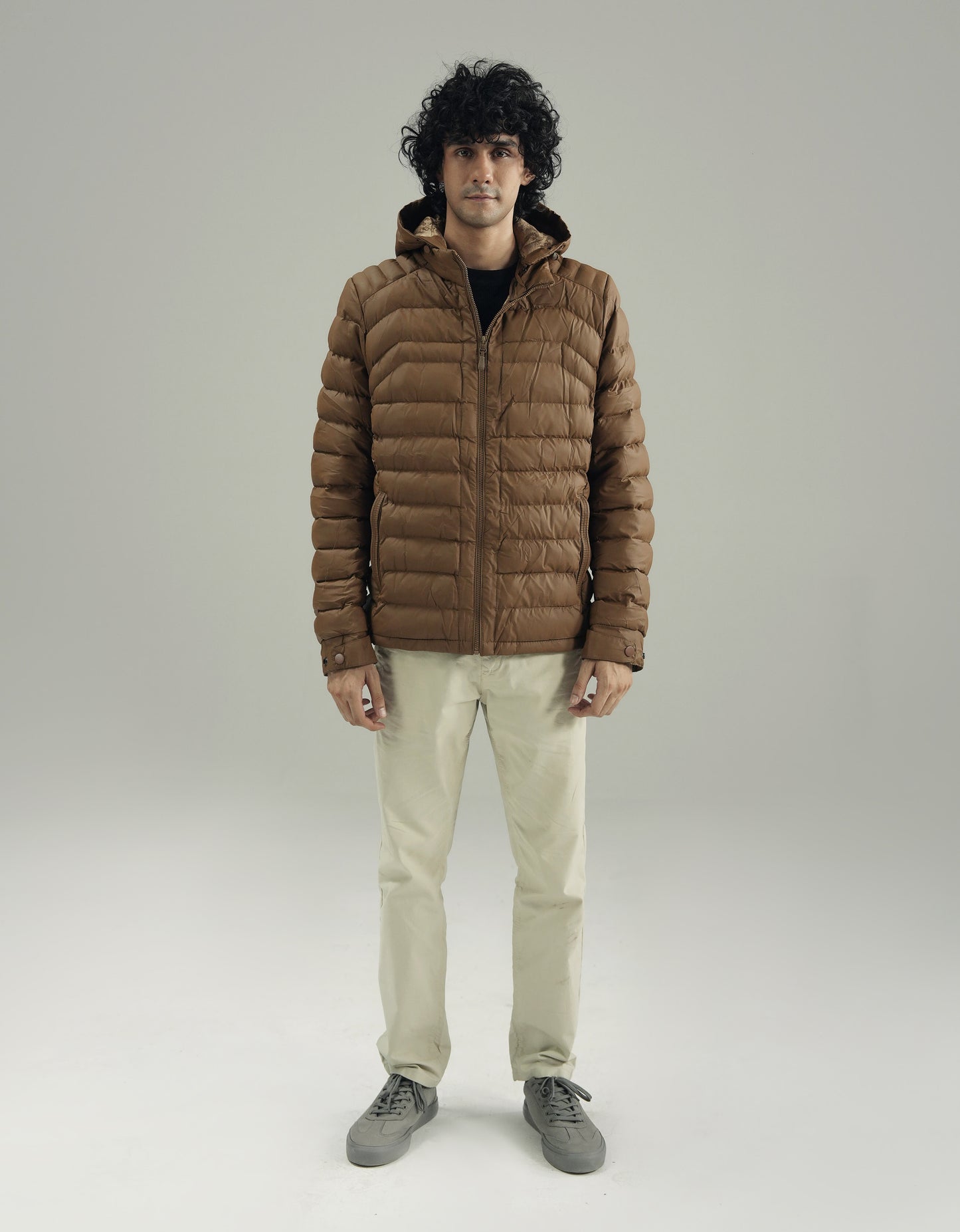 PANELED HOODED PUFFER