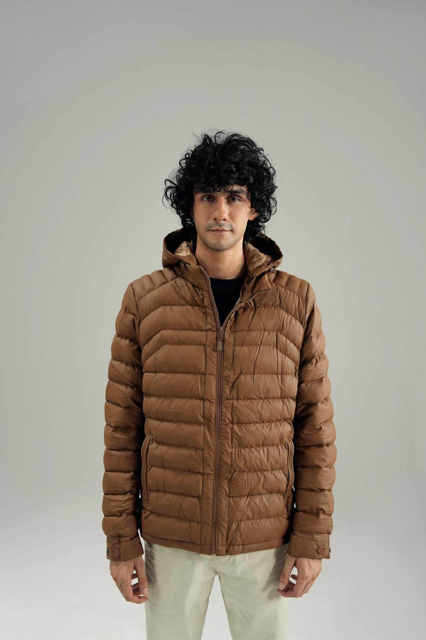 PANELED HOODED PUFFER