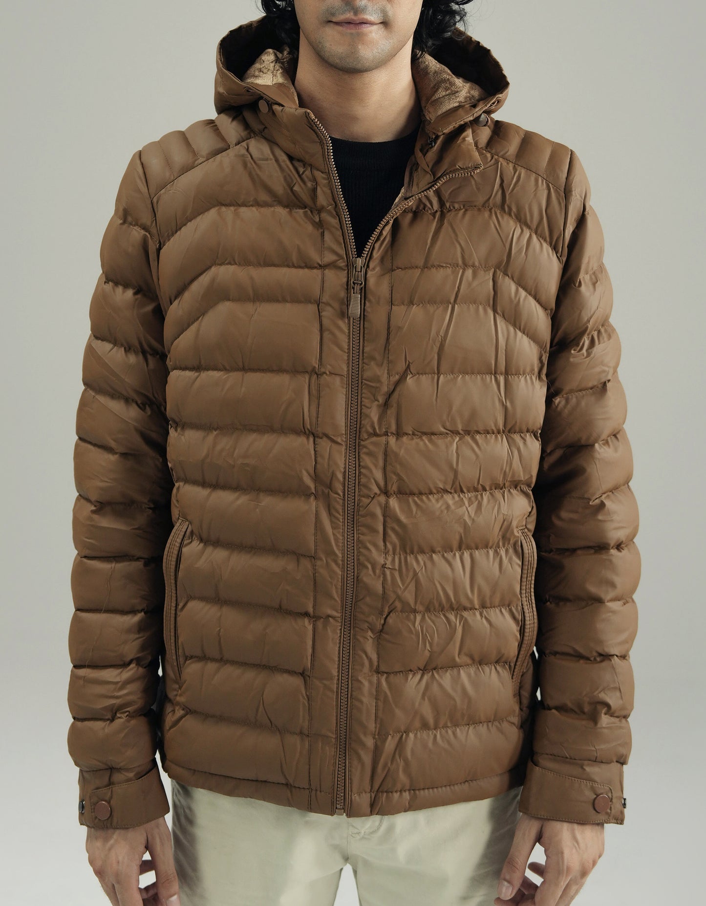 PANELED HOODED PUFFER