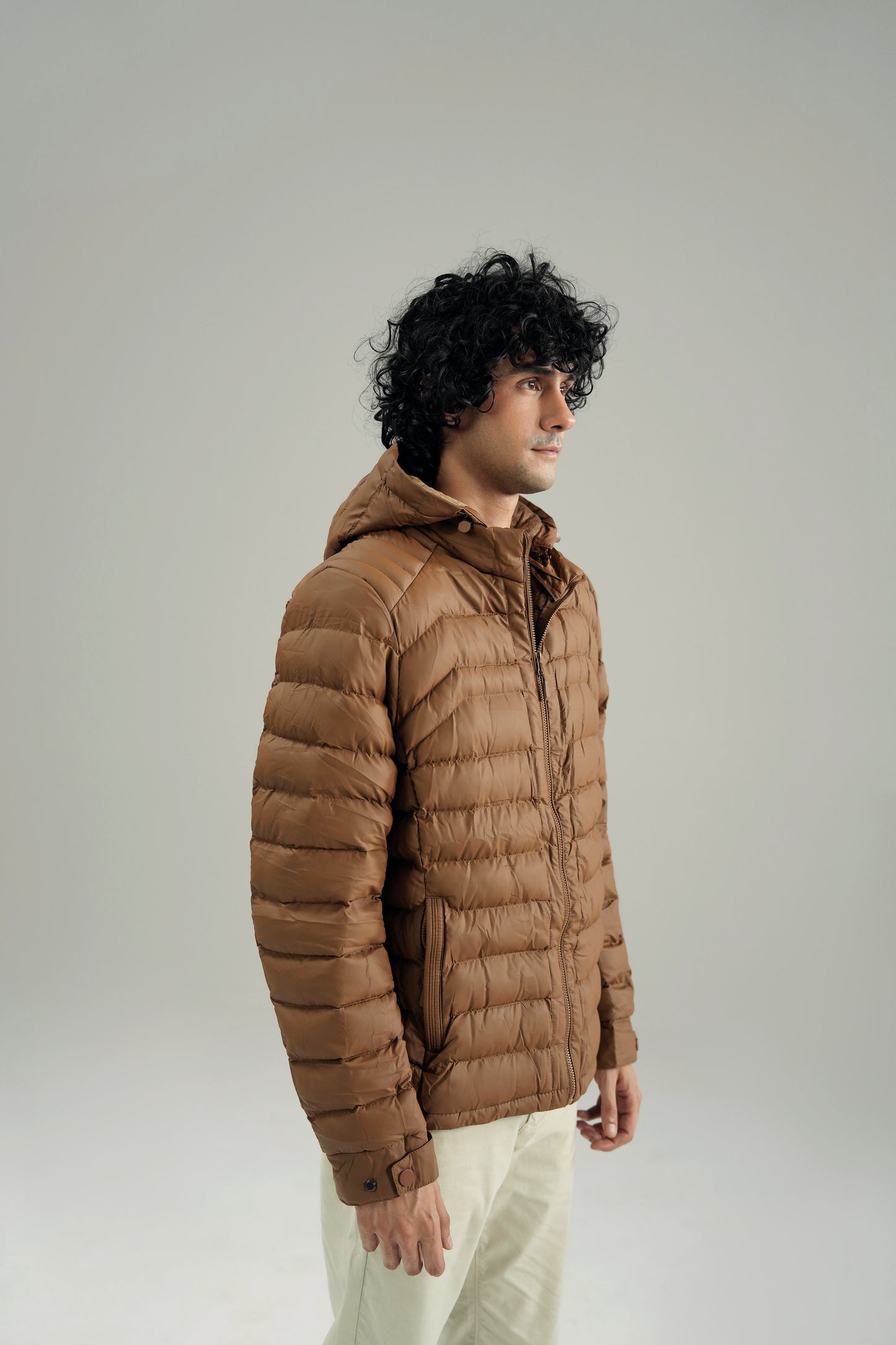 PANELED HOODED PUFFER