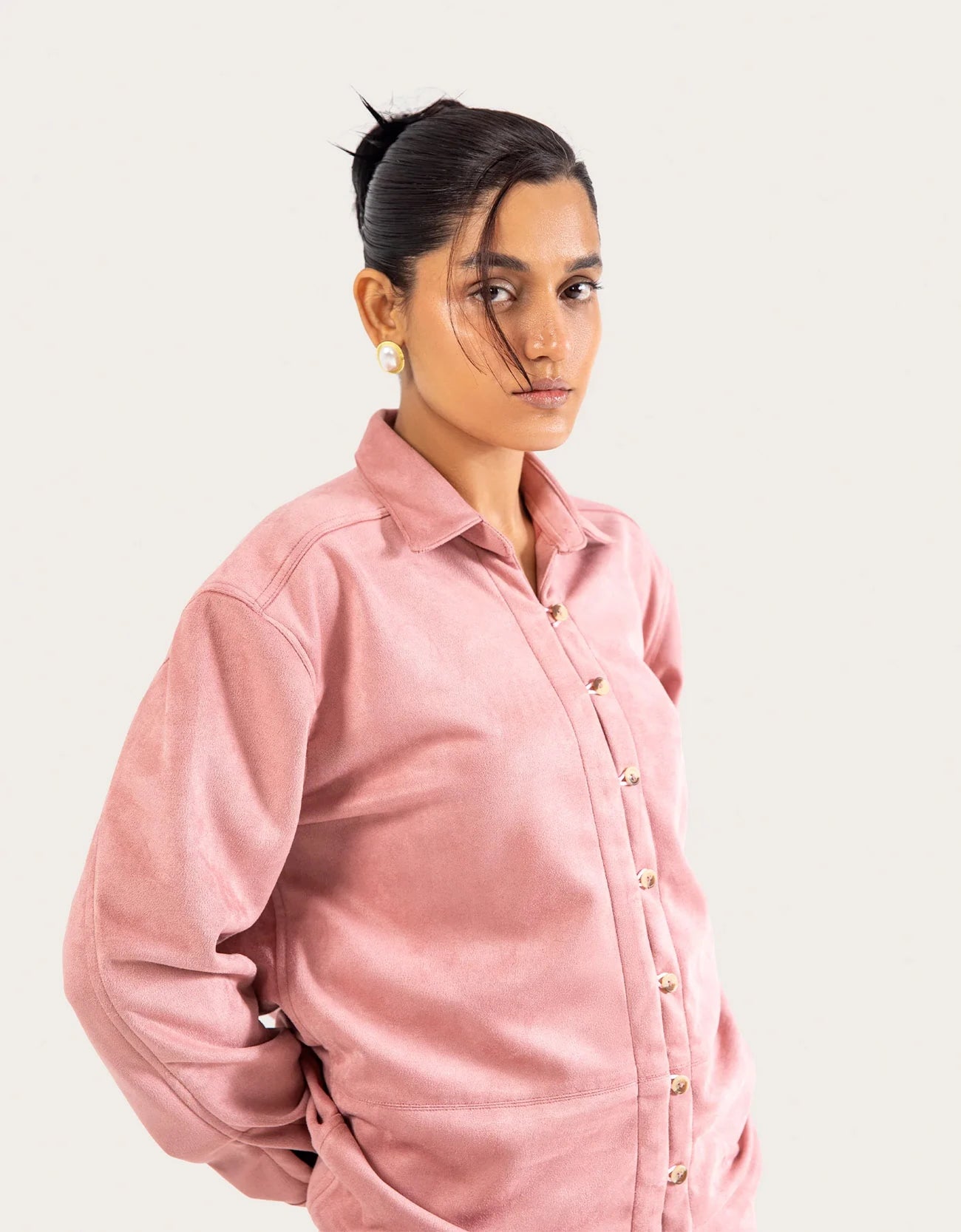 CLASSIC SUEDE BUTTON DOWN SHIRT