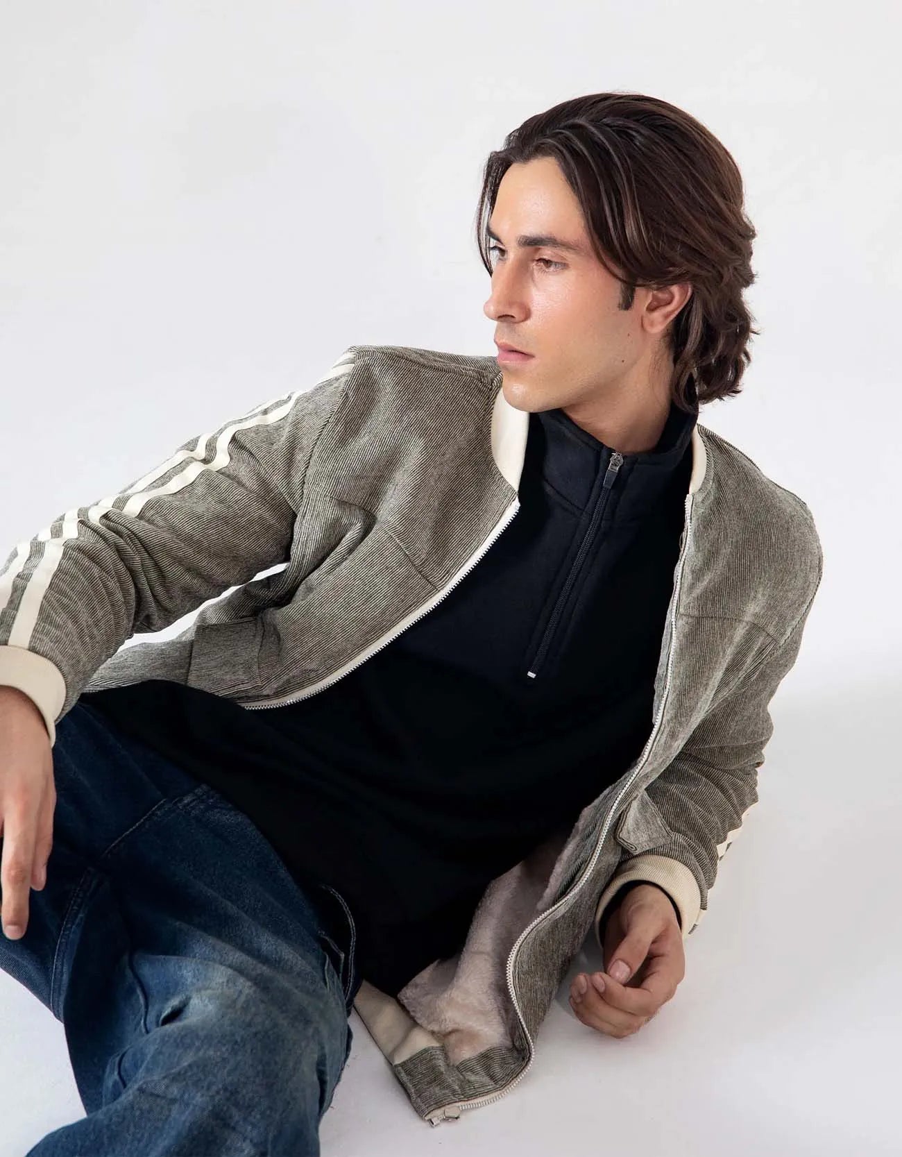 CONTRAST CORDUROY BOMBER JACKET