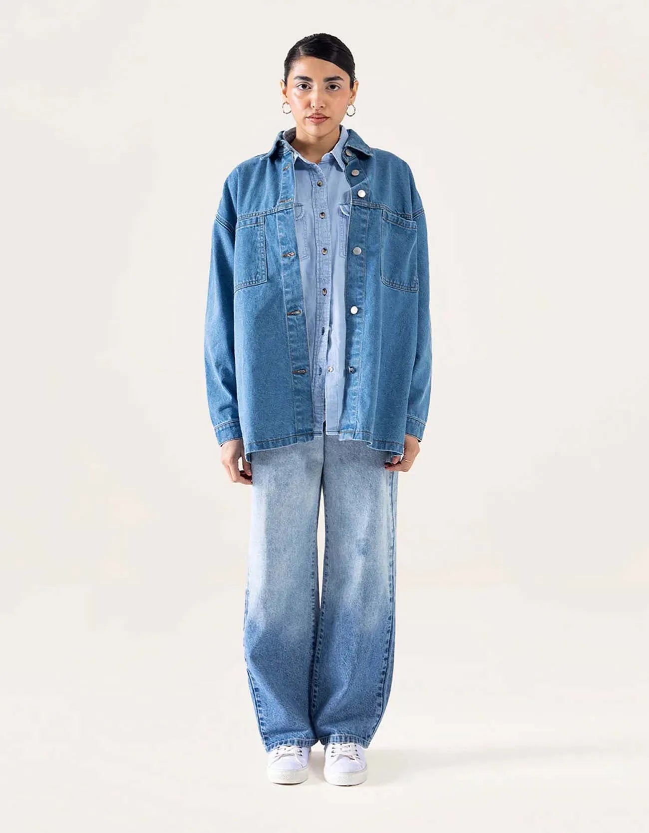 DENIM BUTTON DOWN SHACKET