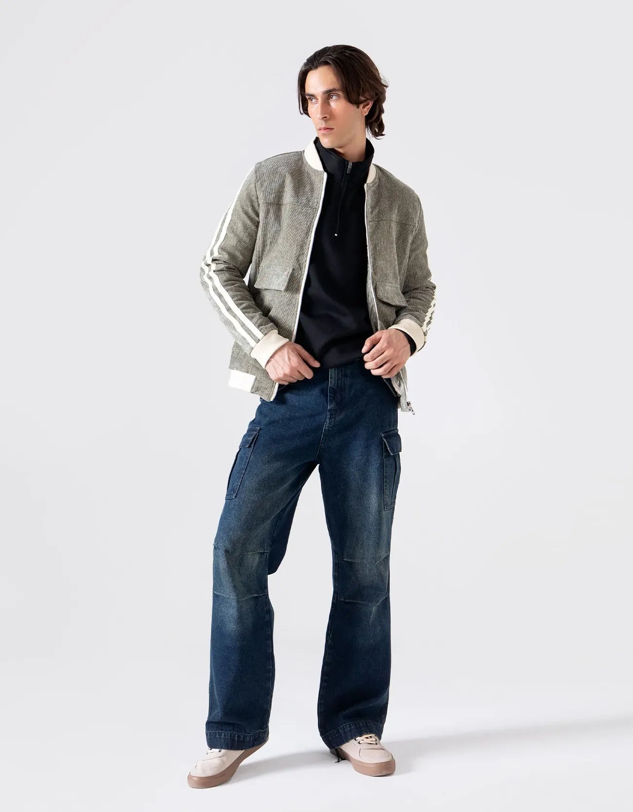CONTRAST CORDUROY BOMBER JACKET