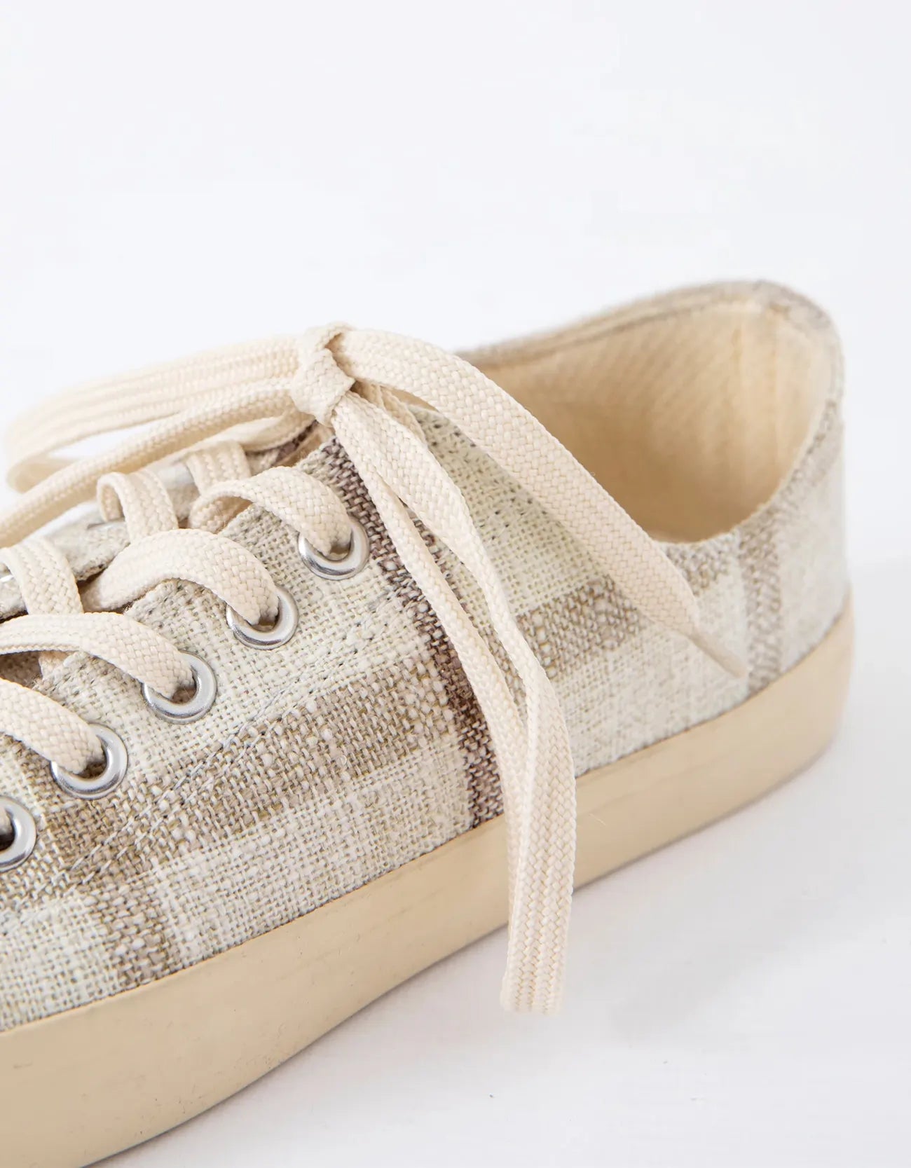 CHECK JUTE LACE-UP SNEAKERS