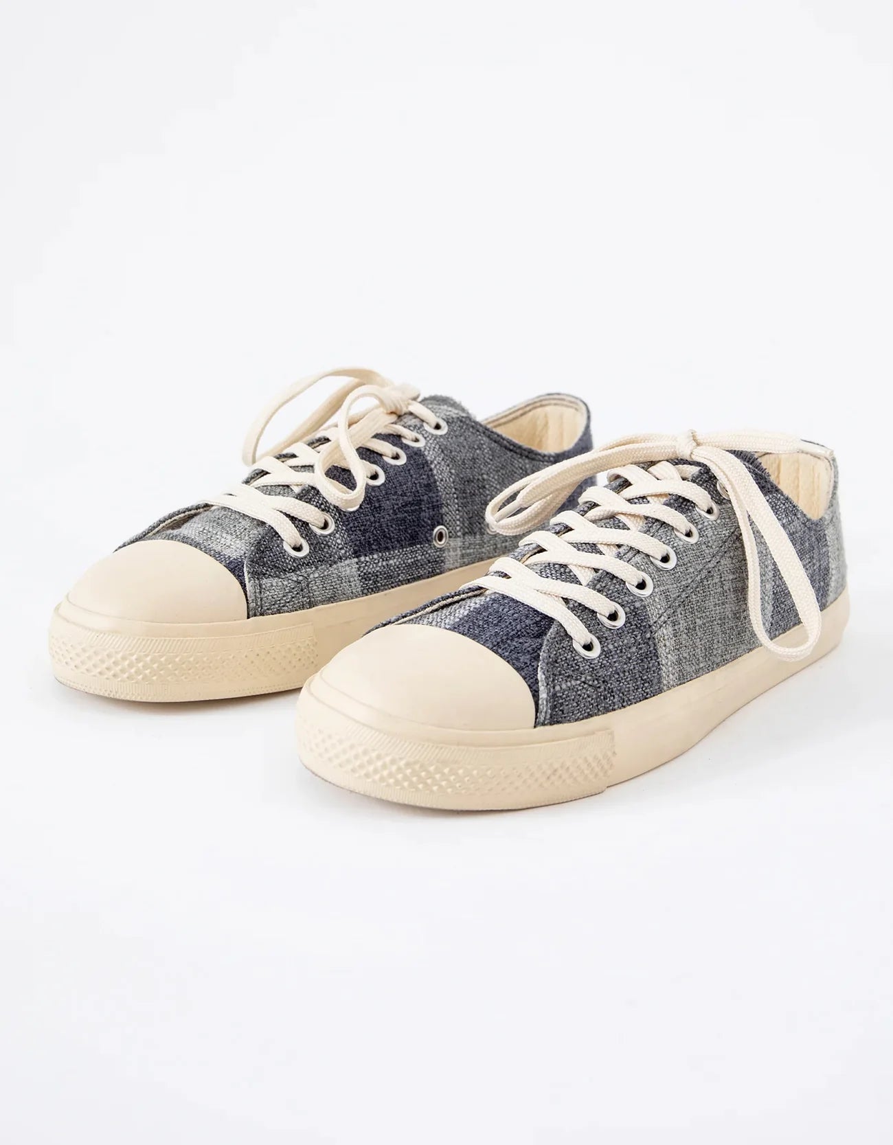 CHECK JUTE LACE-UP SNEAKERS