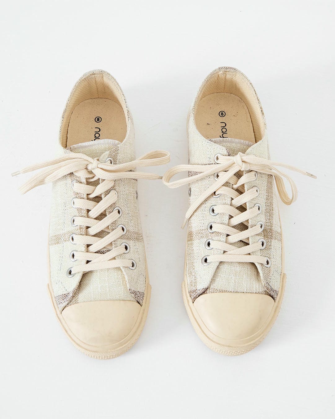 CHECK JUTE LACE-UP SNEAKERS