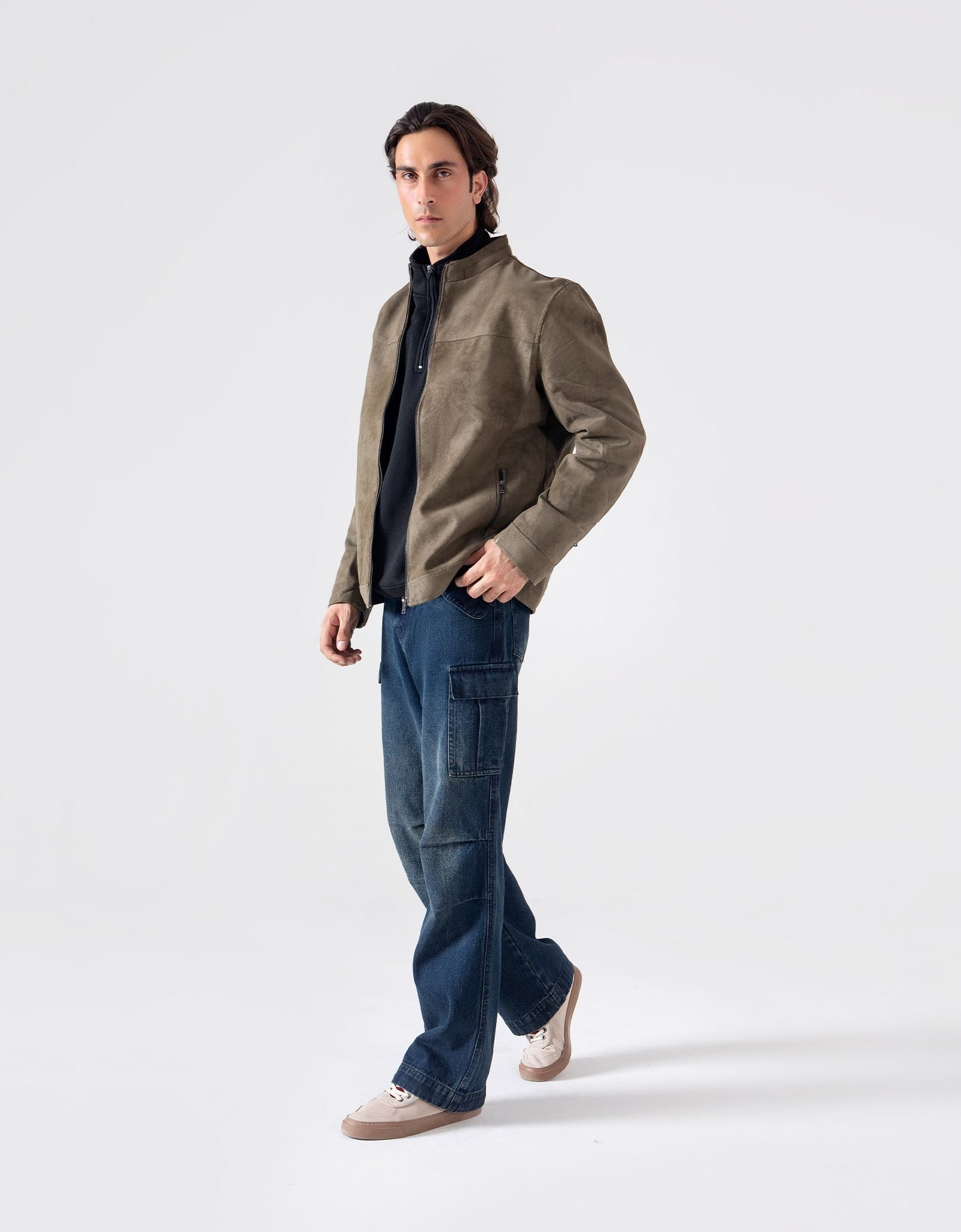 FAUX SUEDE BIKER JACKET