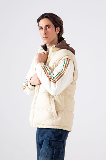 CONTRAST HOOD PUFFER JACKET