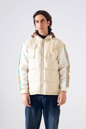 CONTRAST HOOD PUFFER JACKET