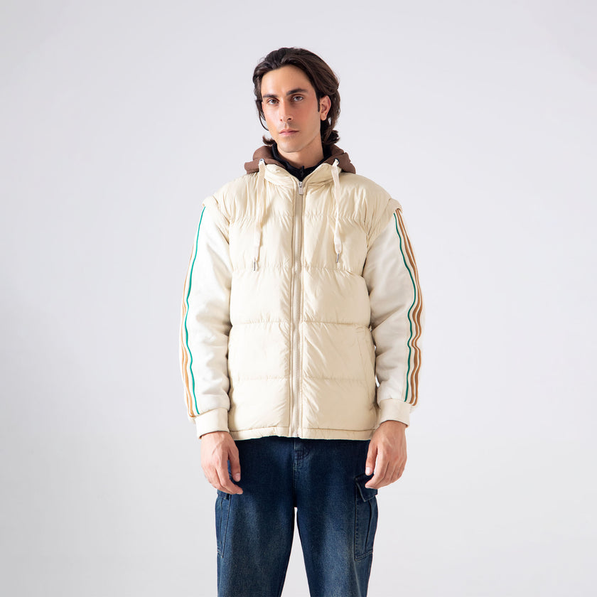 CONTRAST HOOD PUFFER JACKET