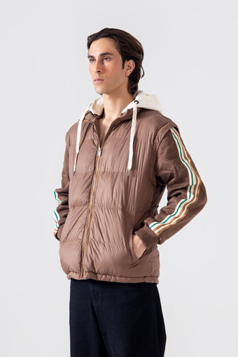 CONTRAST HOOD PUFFER JACKET