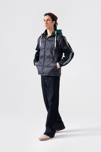 CONTRAST HOOD PUFFER JACKET