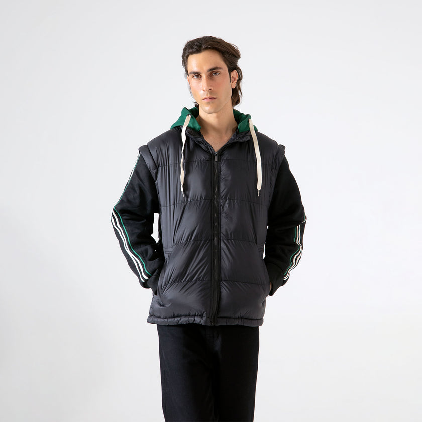 CONTRAST HOOD PUFFER JACKET