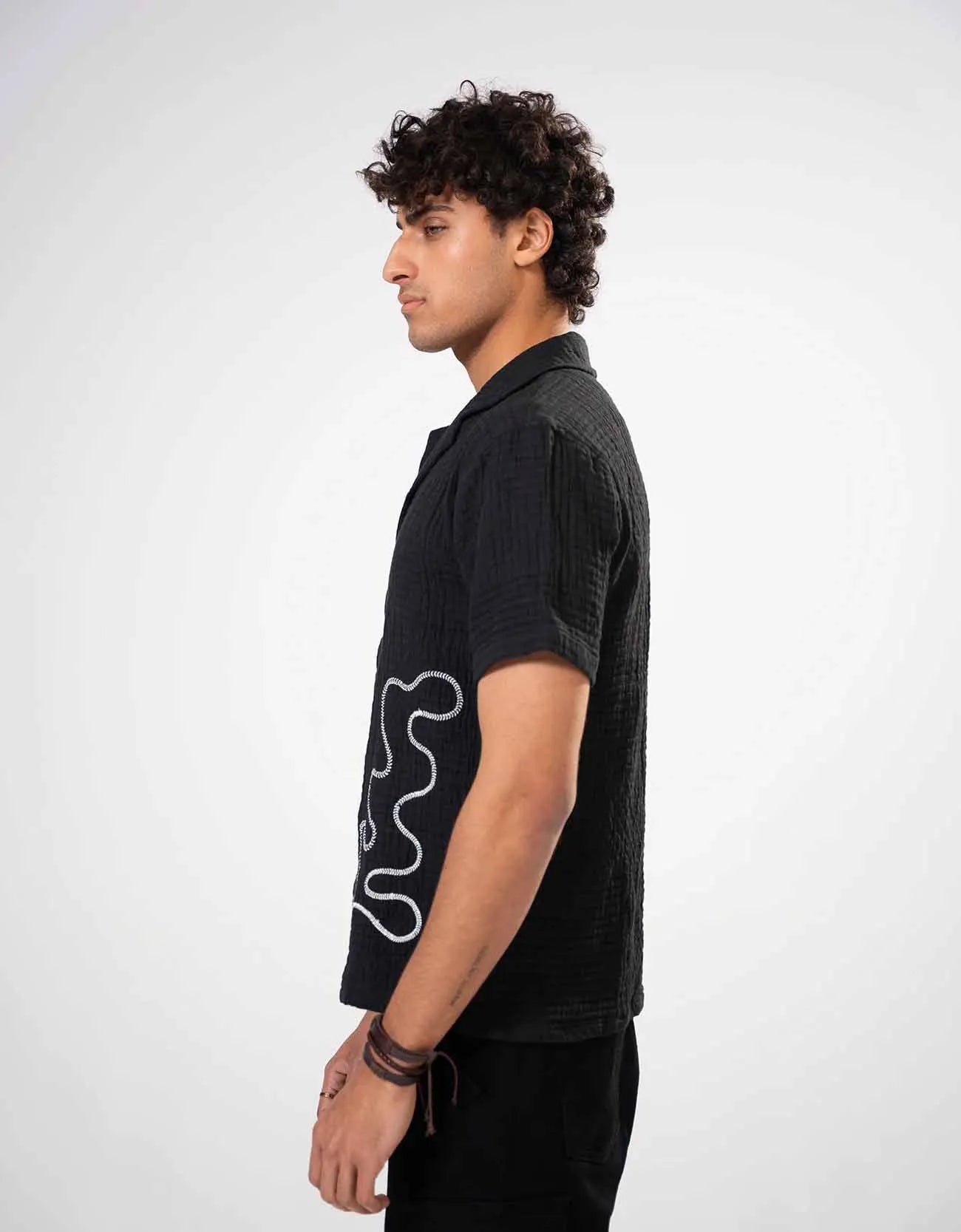 TEXTURED CAMP COLLAR SHIRT