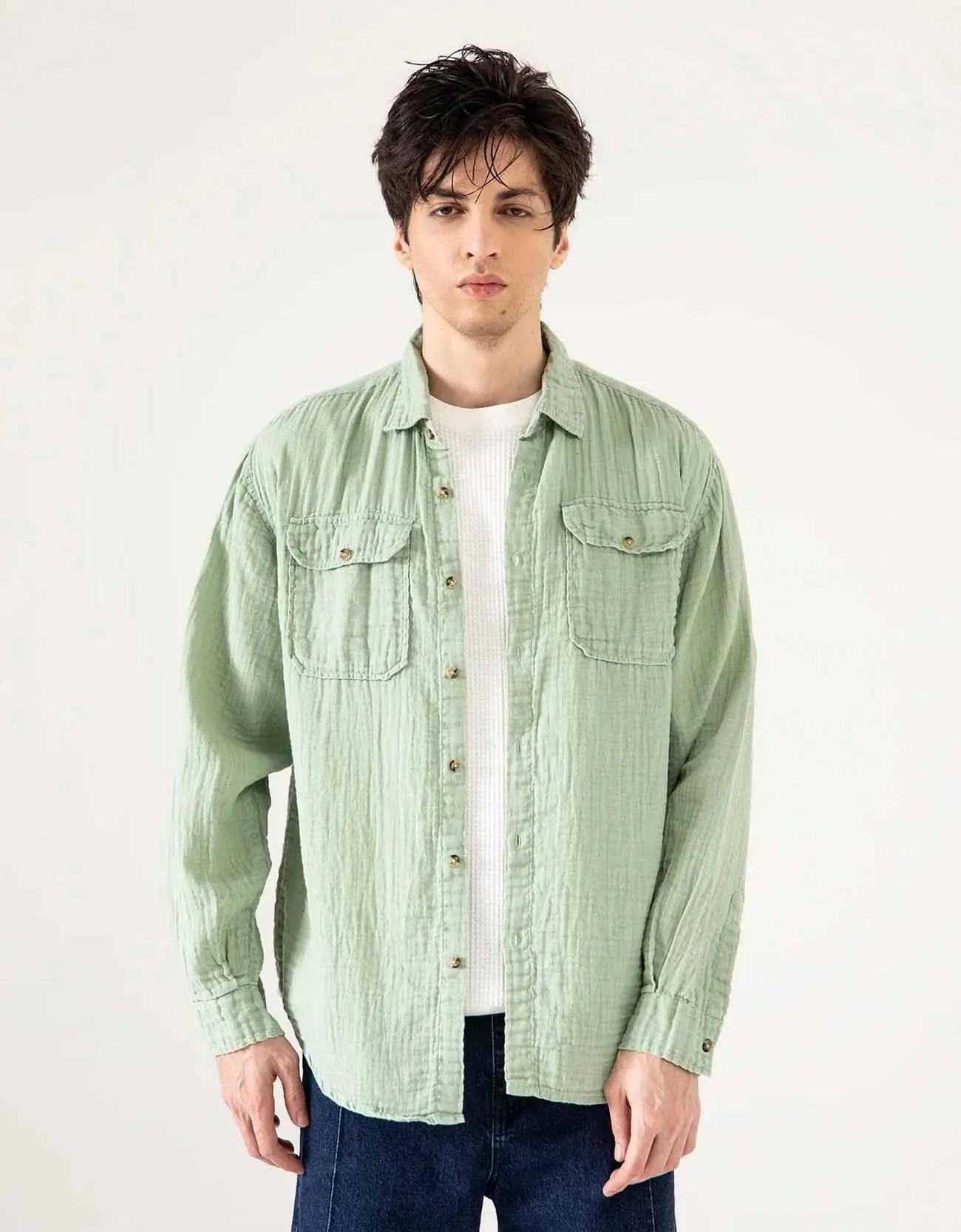 MUSLIN FLAP POCKET SHIRT