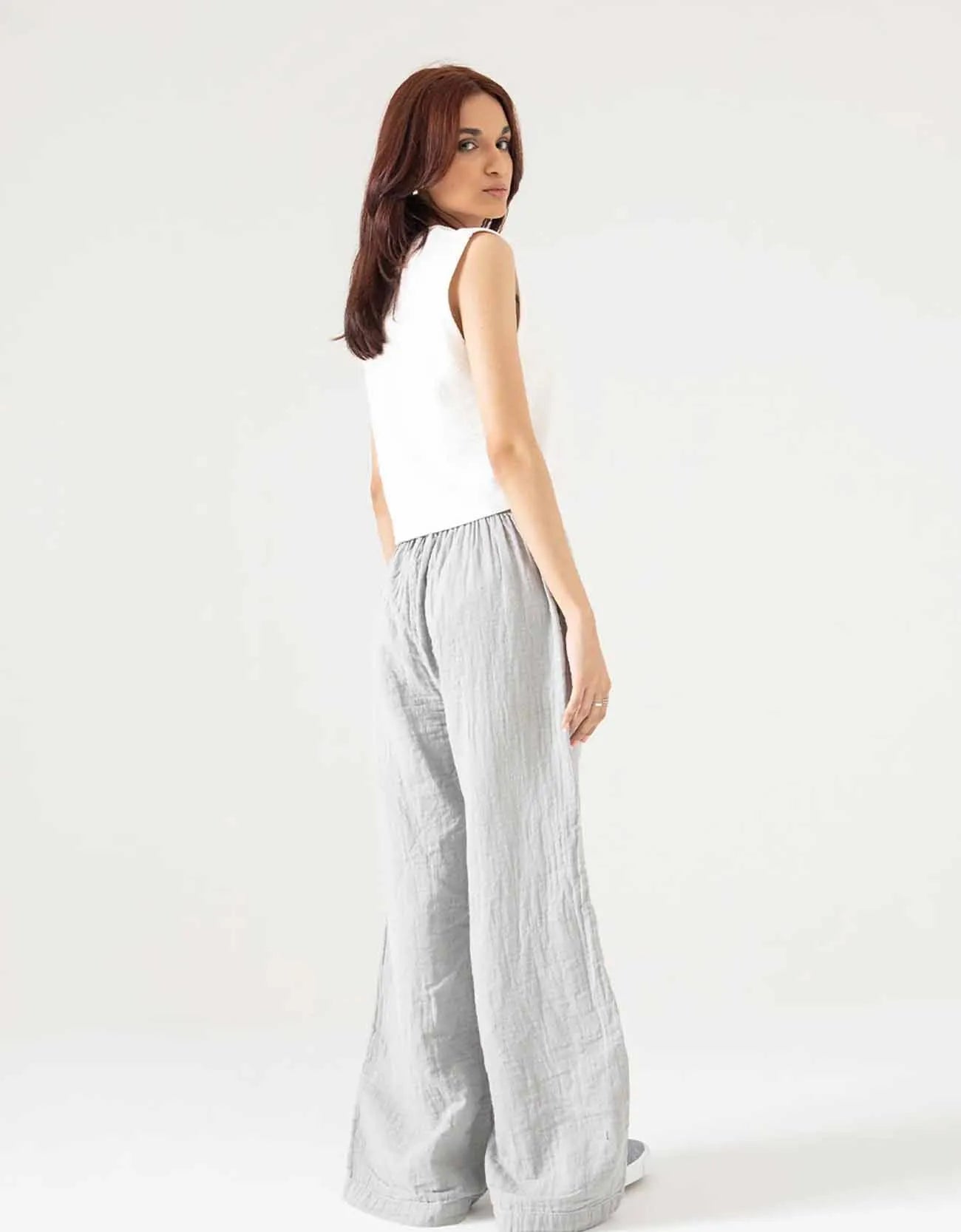 WIDE LEG MUSLIN TROUSER