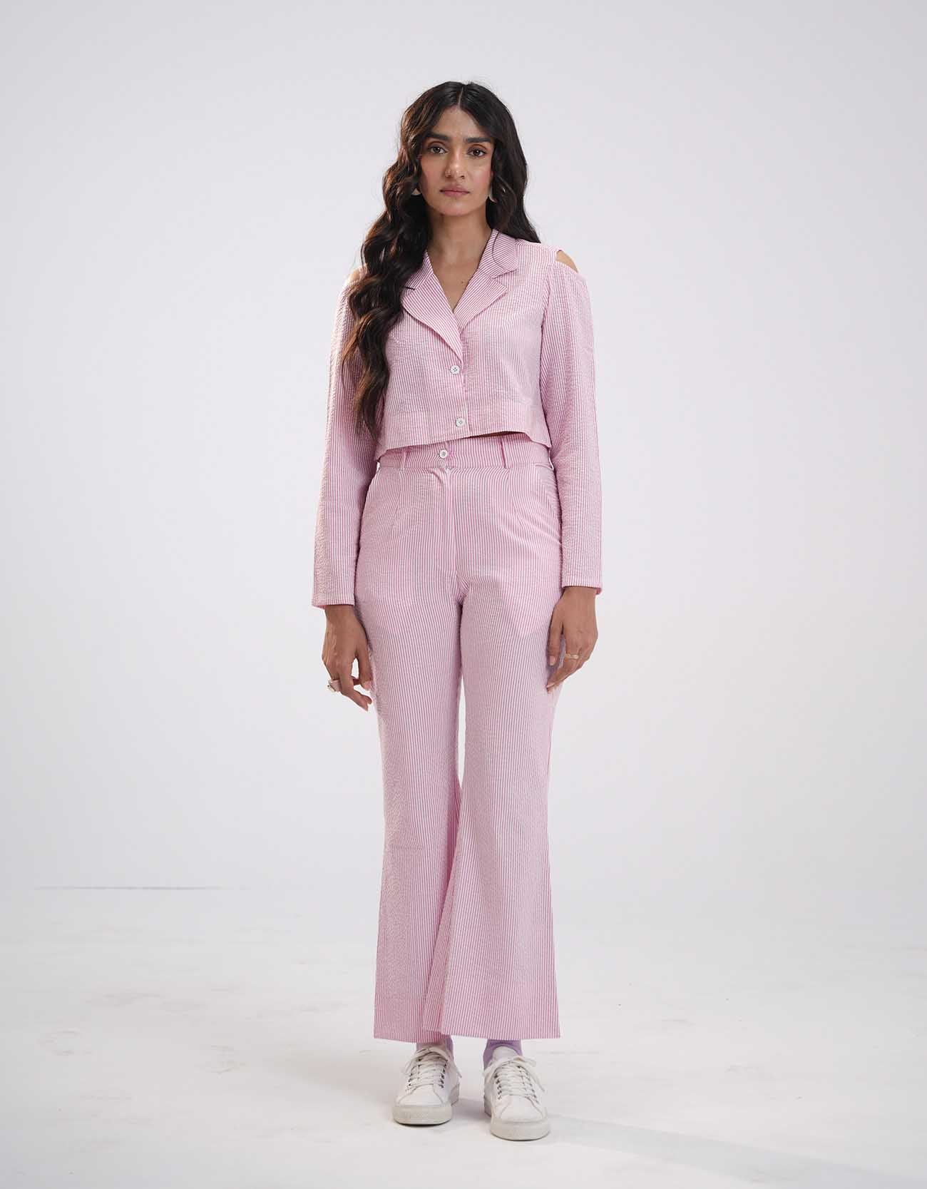 TEXTURED BOOTCUT PANTS