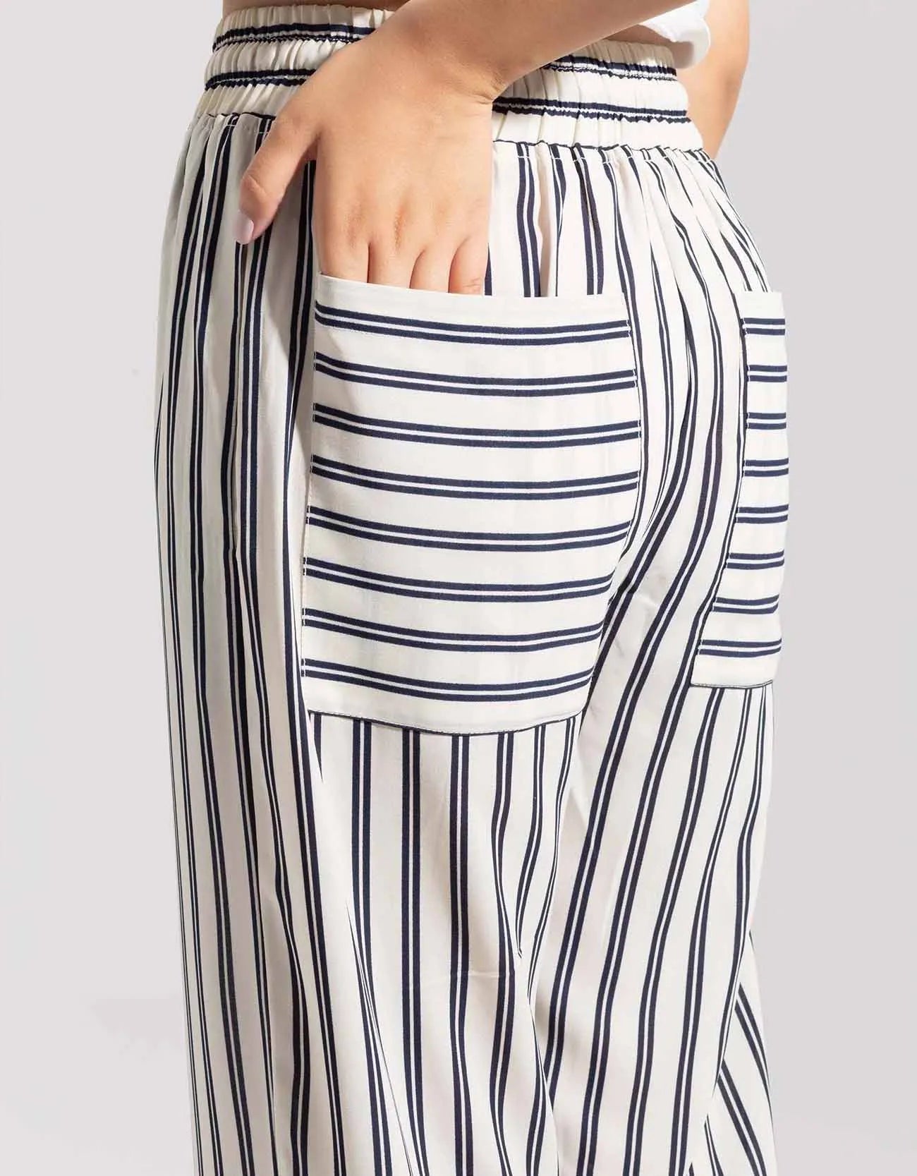 STRIPPED WIDE LEG TROUSERS