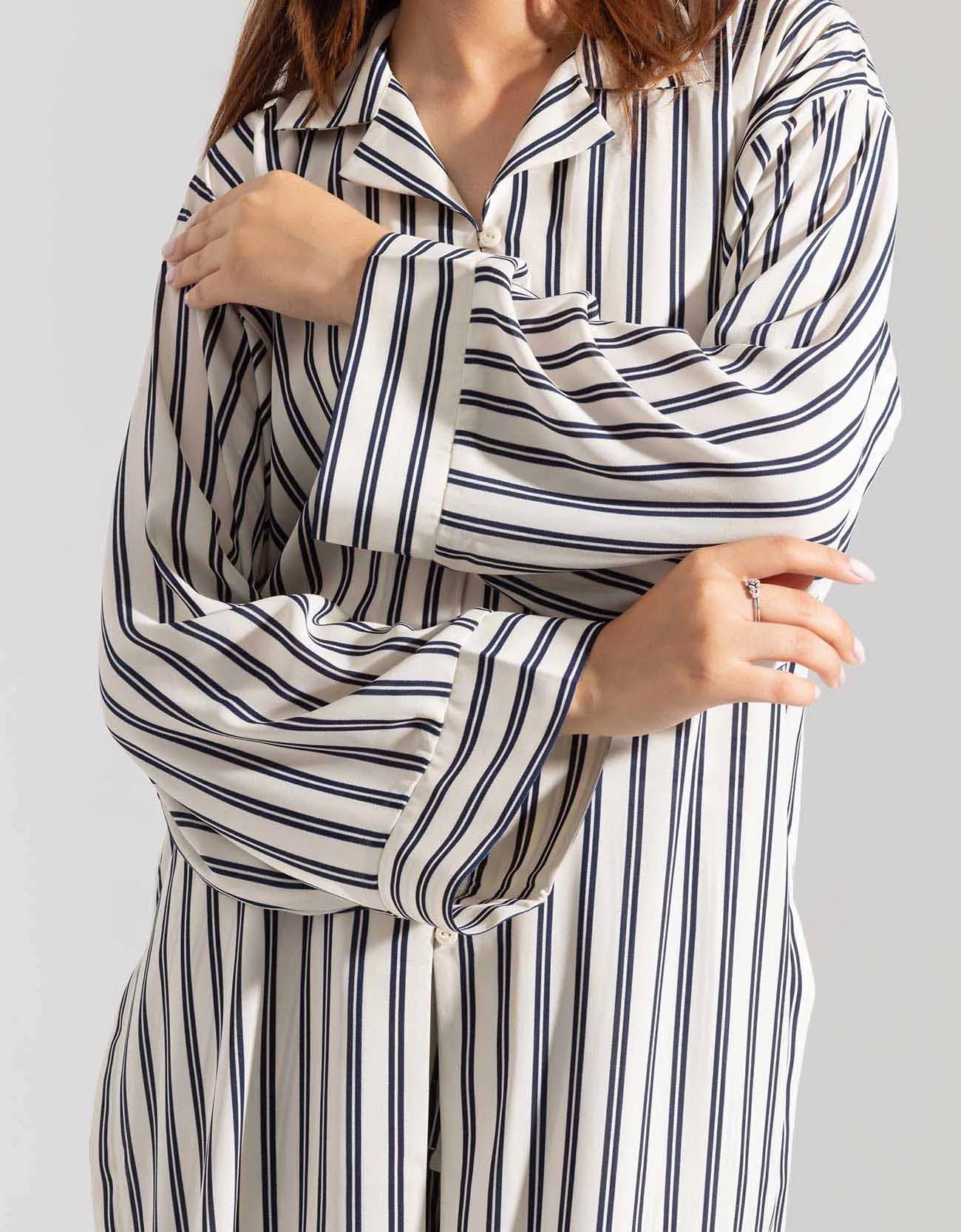 STRIPPED LONG BUTTONED SHIRT