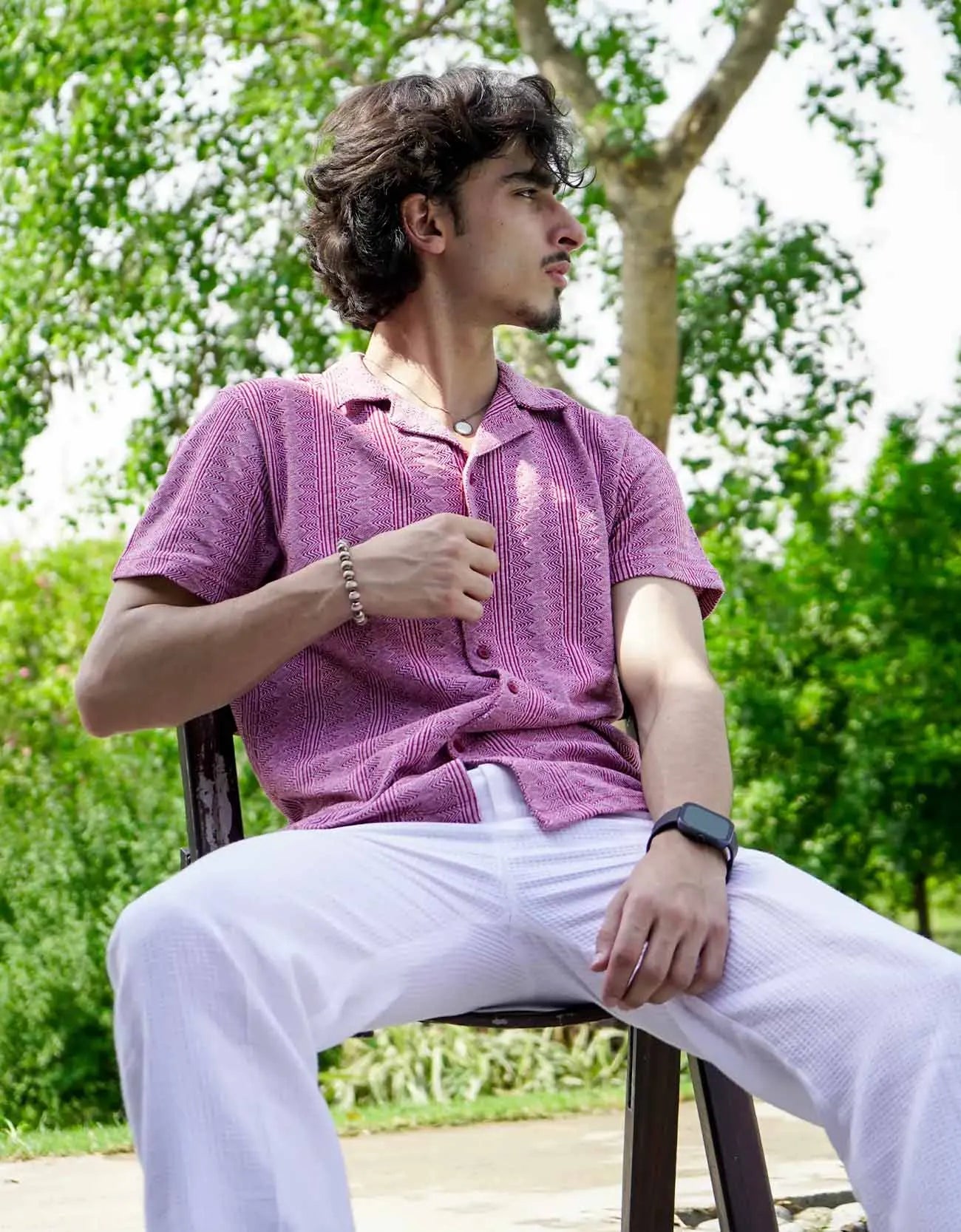 JACQUARD BUTTONDOWN SAFARI SHIRT