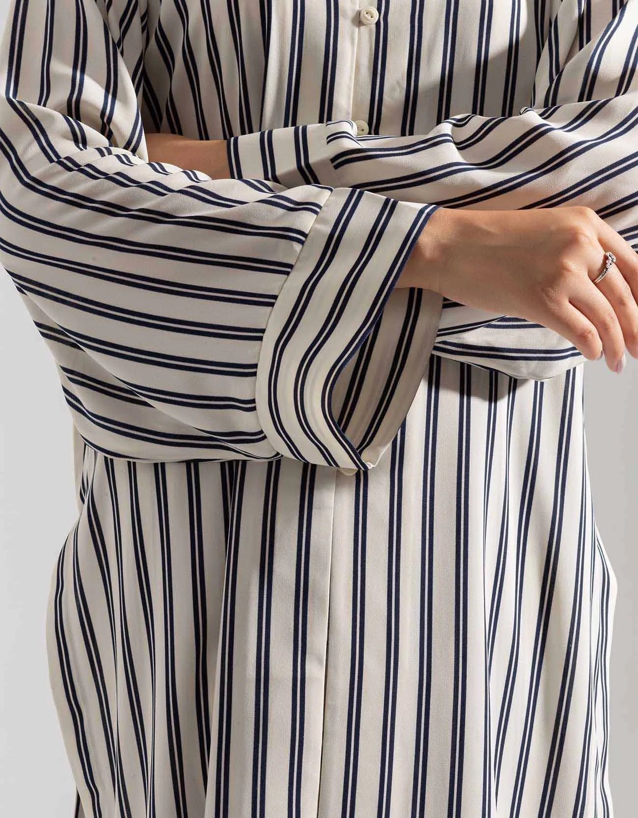 STRIPPED LONG BUTTONED SHIRT