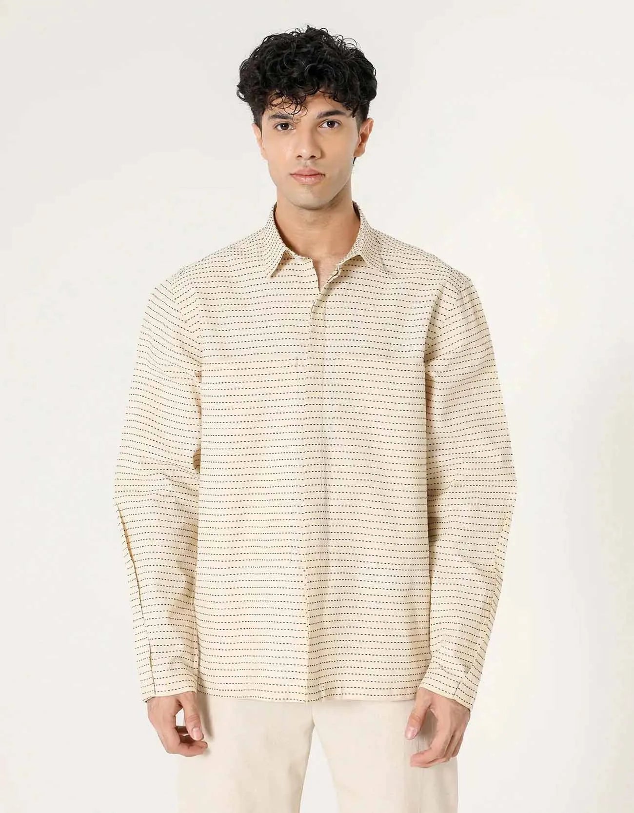 STRIPED PATCH POCKET SHIRT