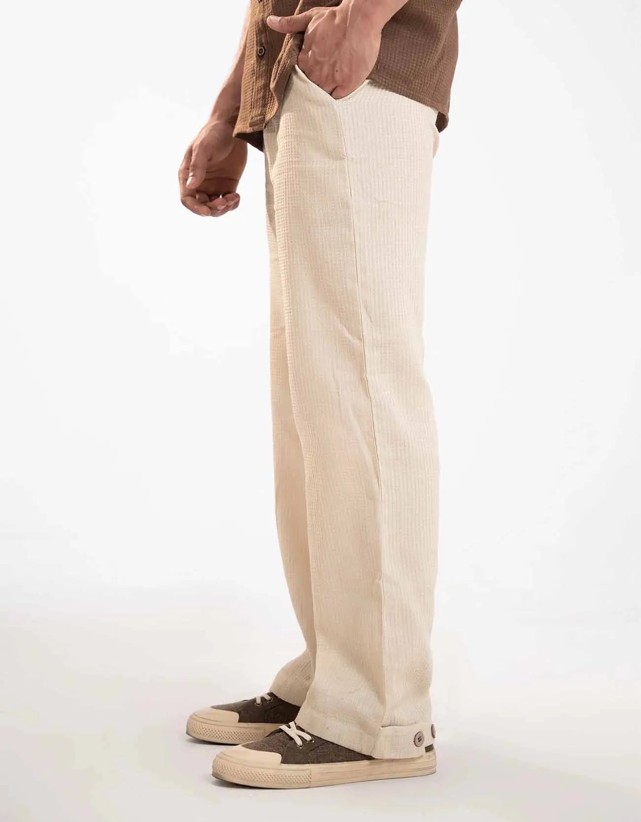 WAFFLE TEXTURED RELAXED PANTS