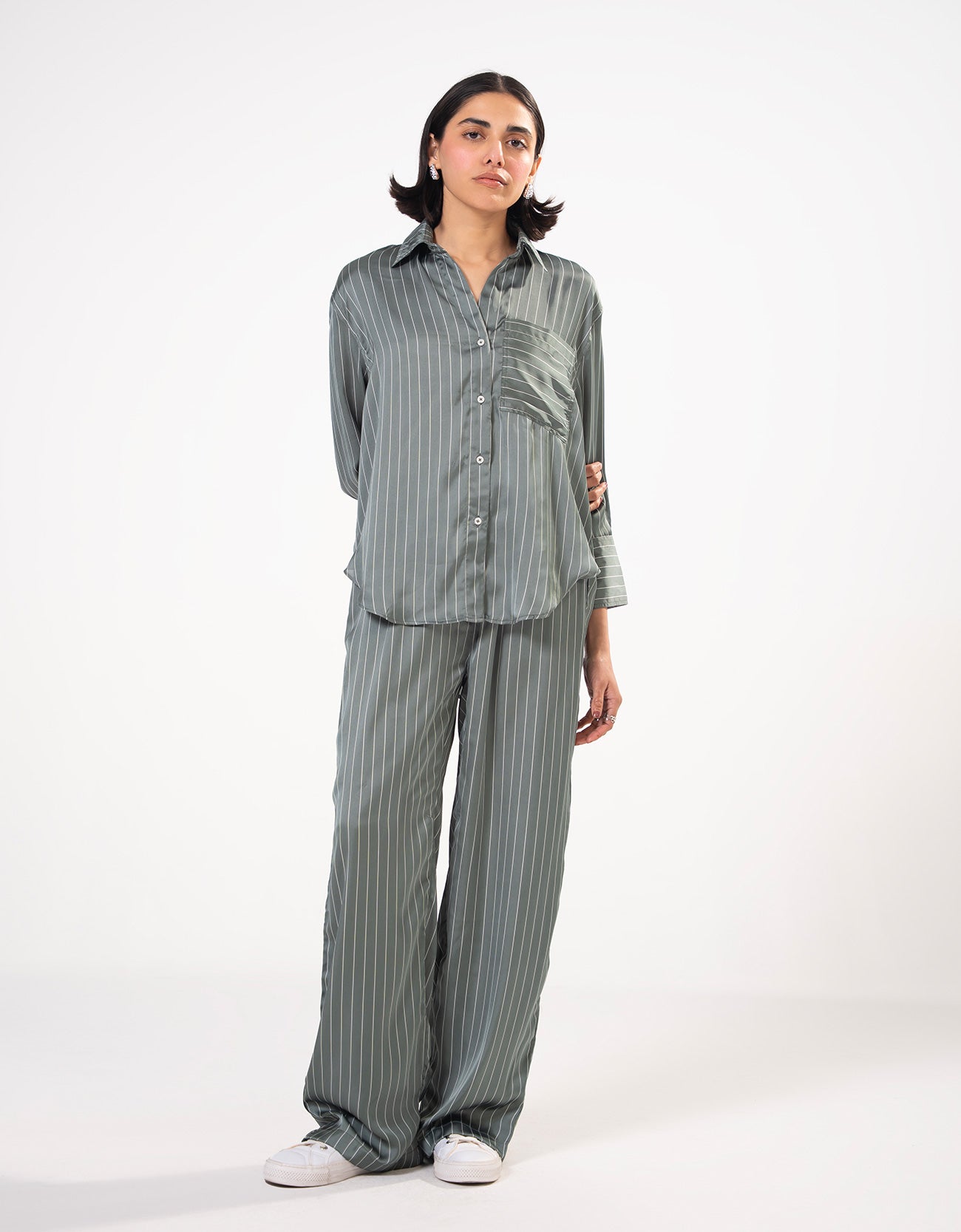 STRIPED WIDE LONG TROUSER