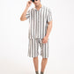 TEXTURED STRIPED-COTTON SHORTS