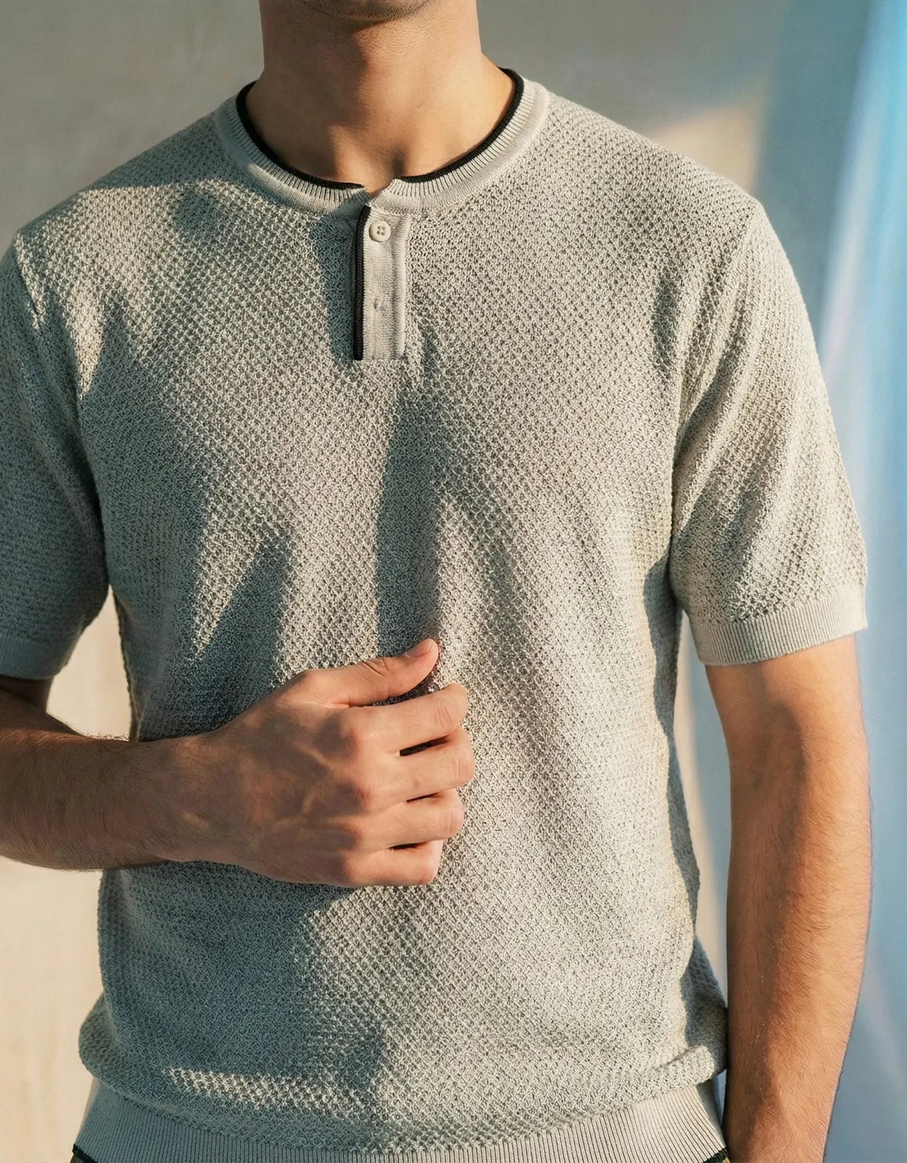 TEXTURED HENLEY SHIRT