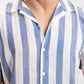 TEXTURED STRIPED CAMP COLLAR SHIRT
