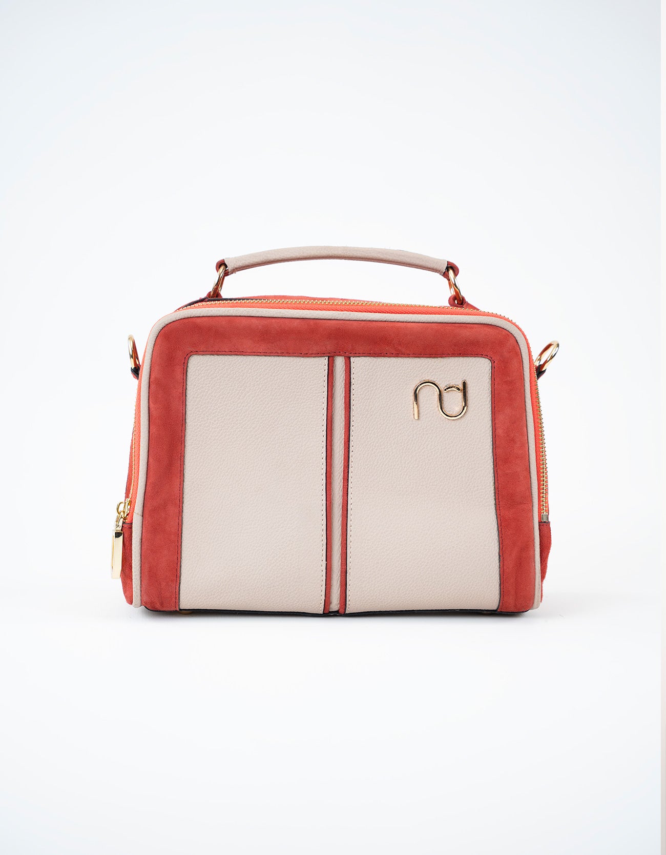 TEXTURED CONTRAST LEATHER CROSSBODY BAG