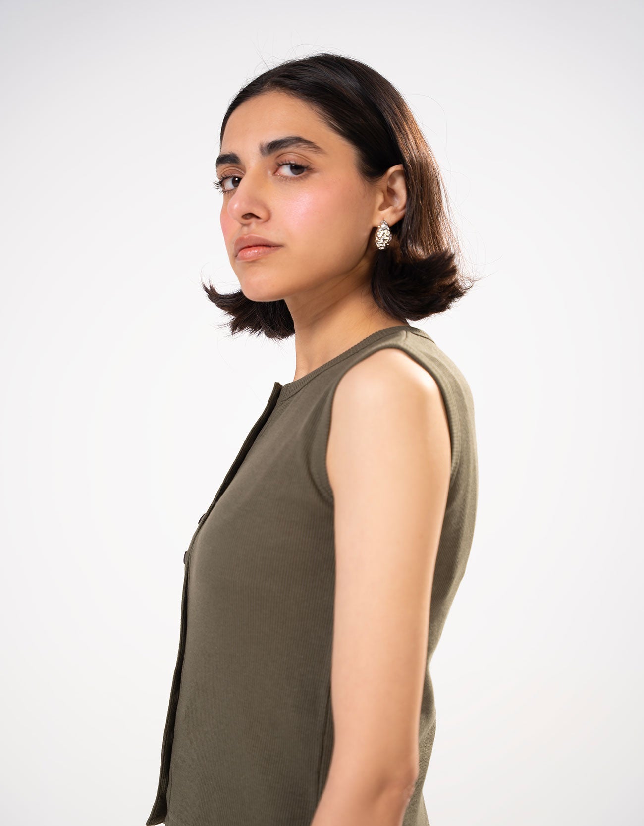 RIBBED BUTTON UP TANK TOP