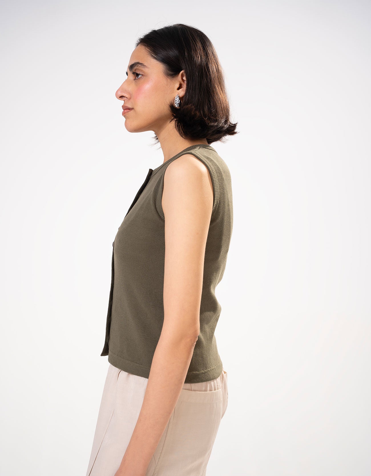 RIBBED BUTTON UP TANK TOP