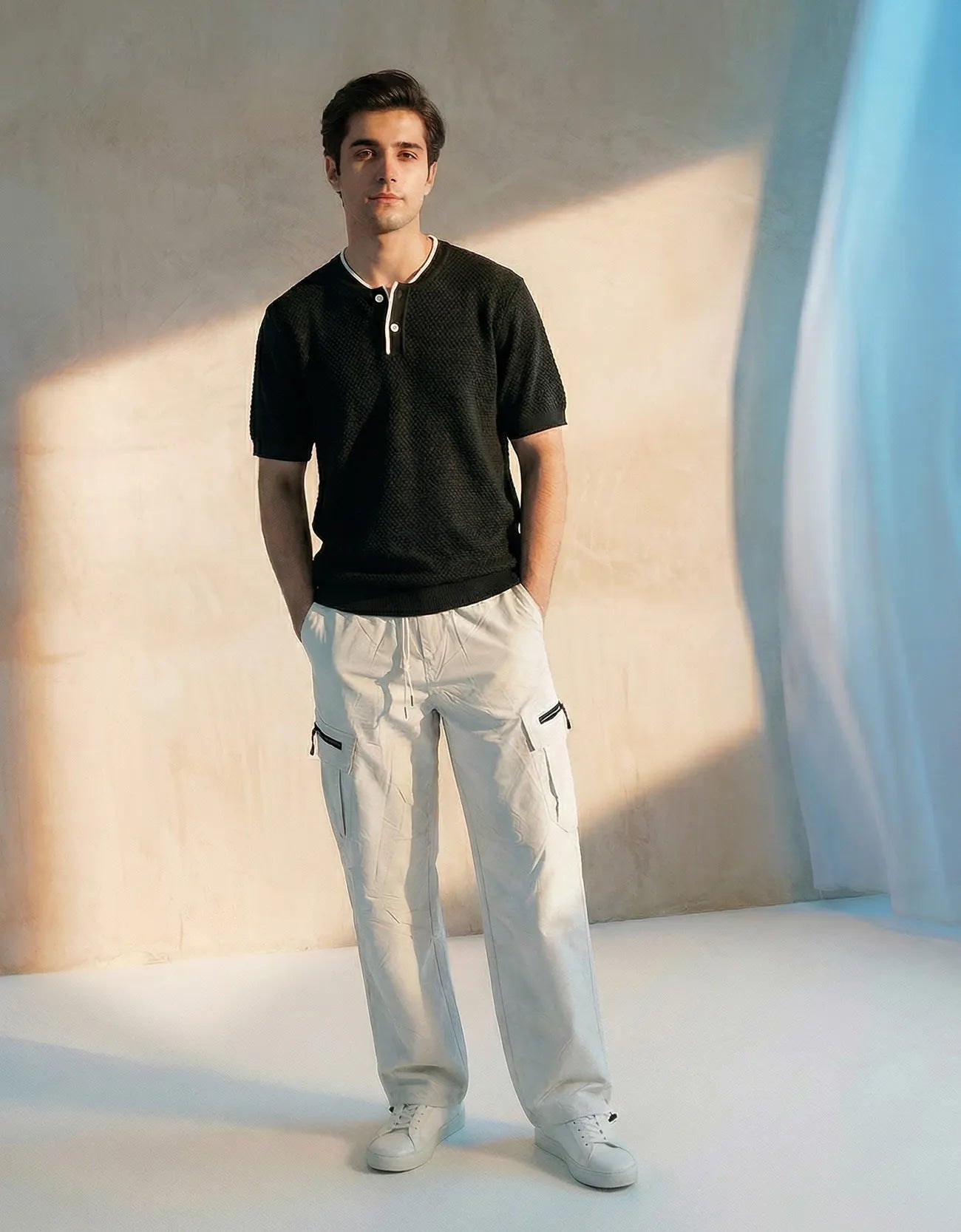 TEXTURED HENLEY SHIRT