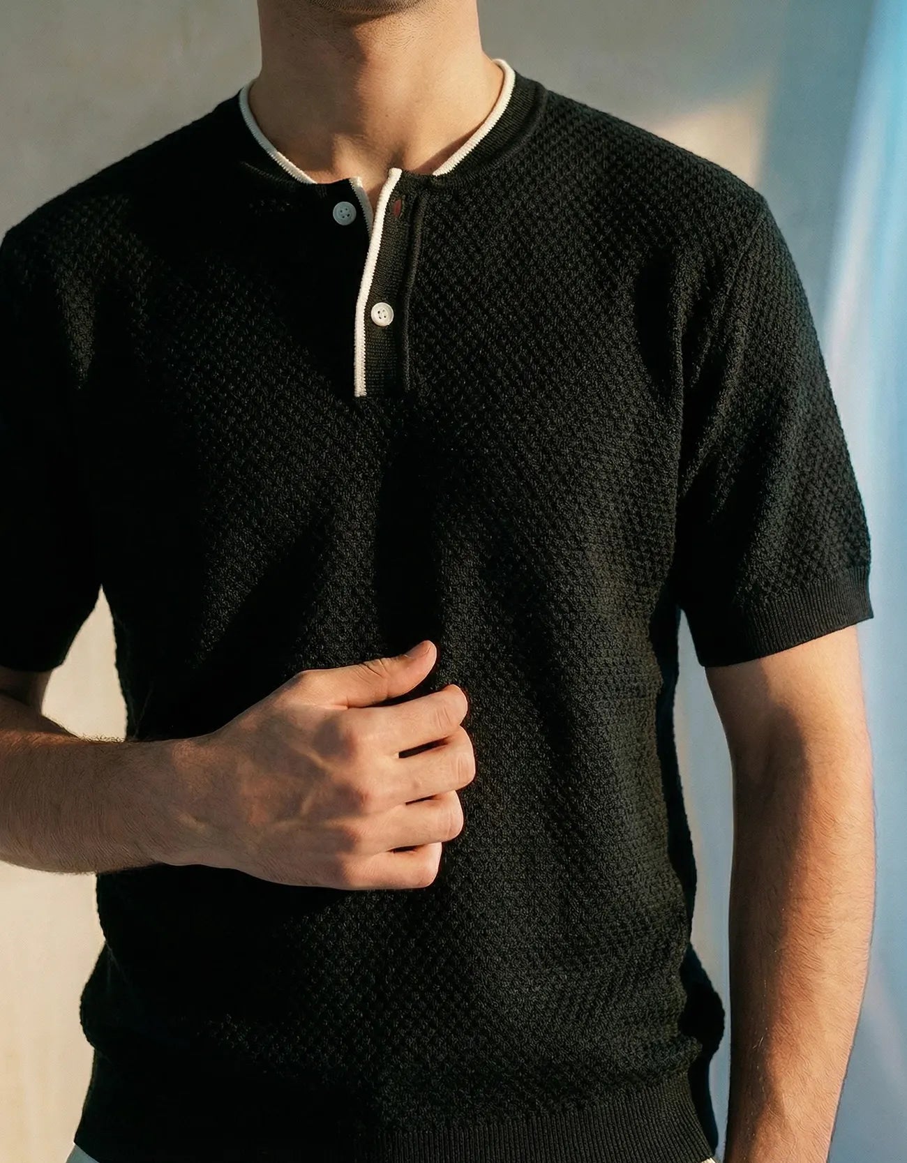 TEXTURED HENLEY SHIRT