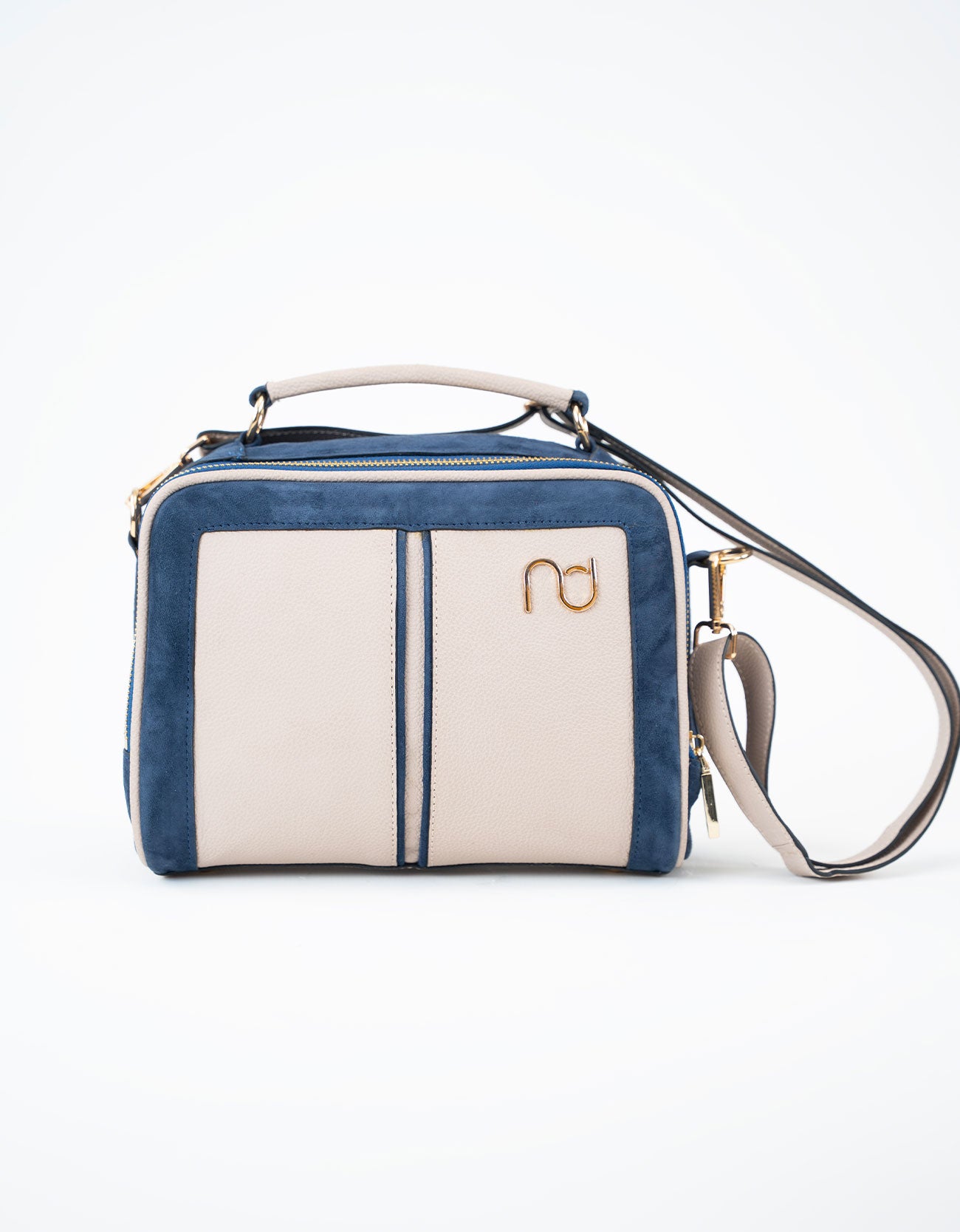 TEXTURED CONTRAST LEATHER CROSSBODY BAG