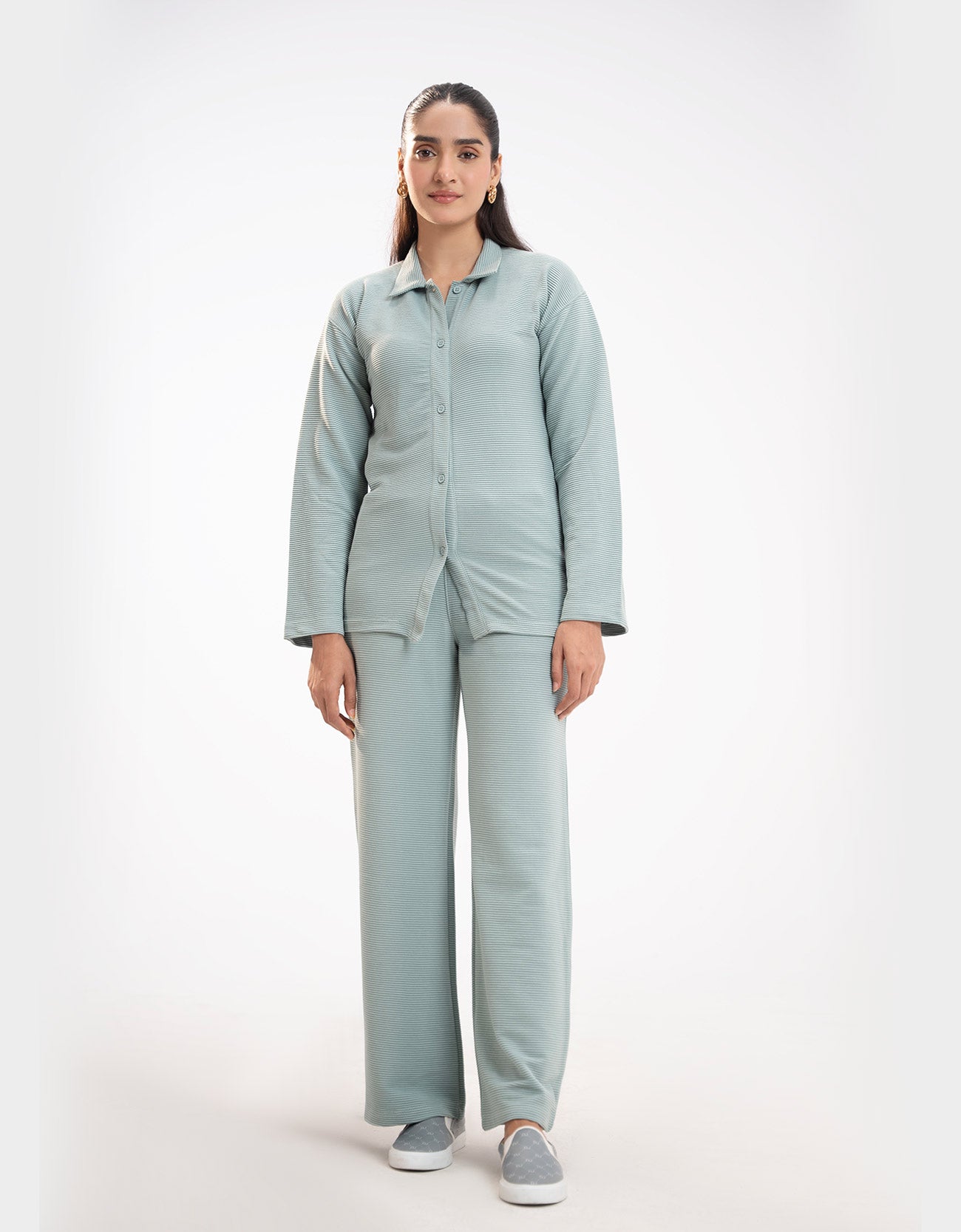 TEXTURED WIDE LEG TROUSER