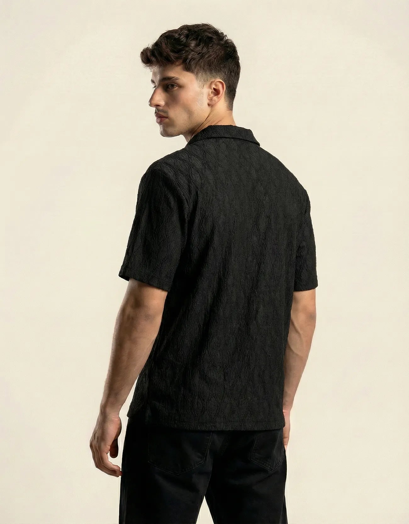 MESH TEXTURED CAMP SHIRT