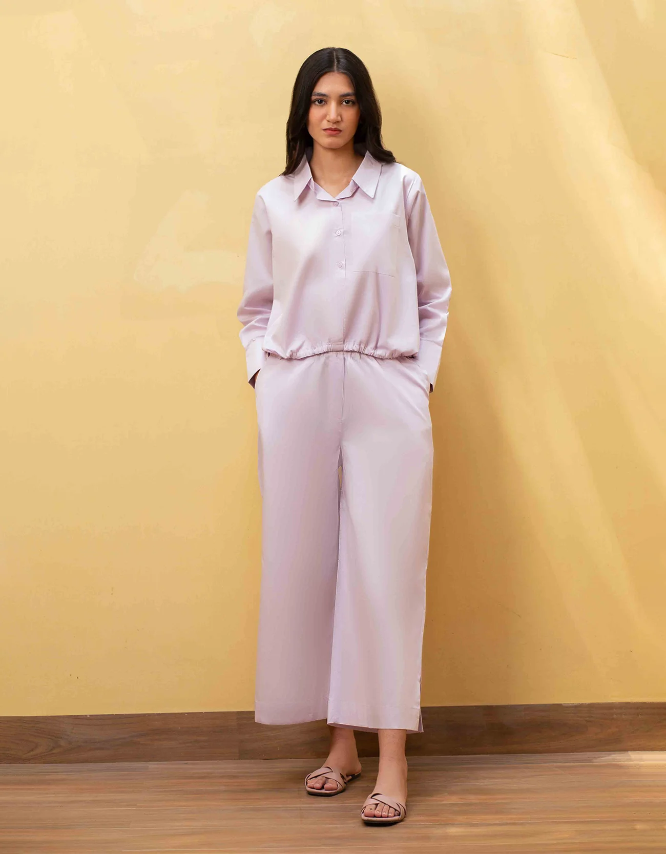 POPLIN WIDE LEG TROUSER