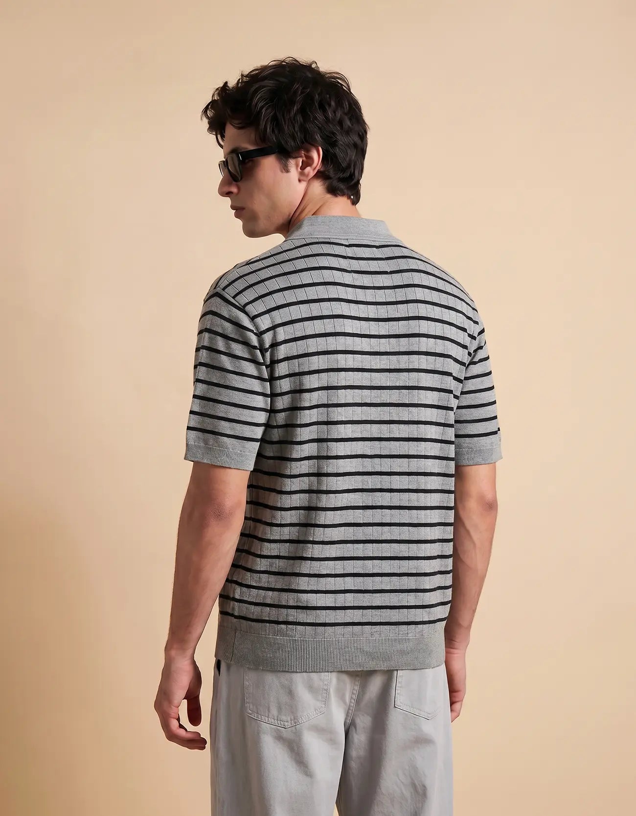 MEN'S STRIPED KNIT POLO