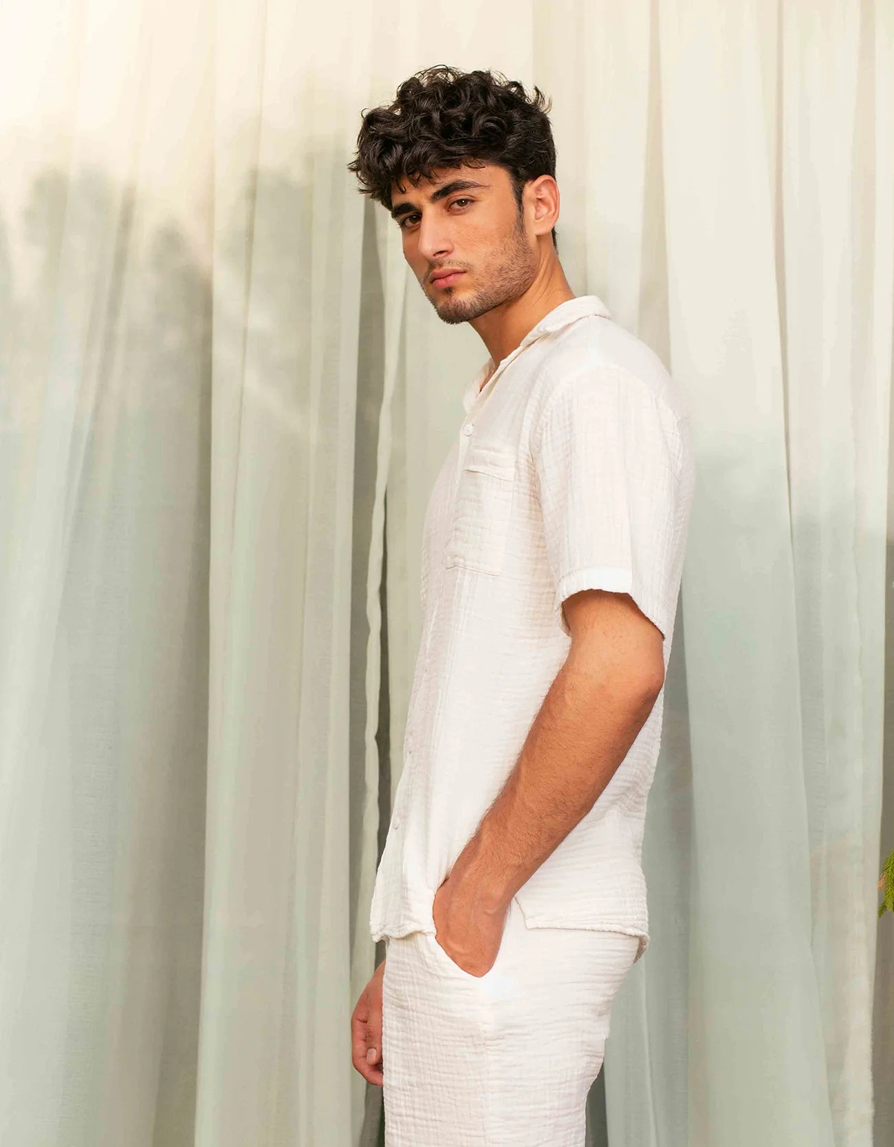 RELAXED FIT MUSLIN SAFARI SHIRT