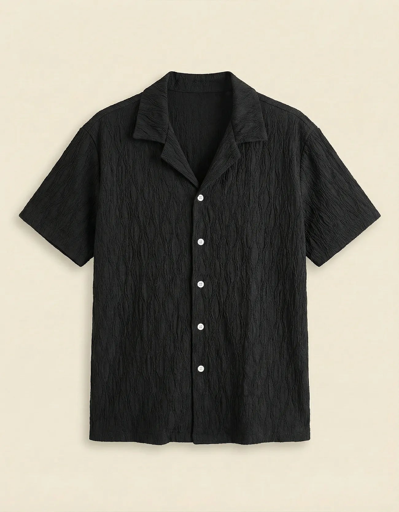 MESH TEXTURED CAMP SHIRT