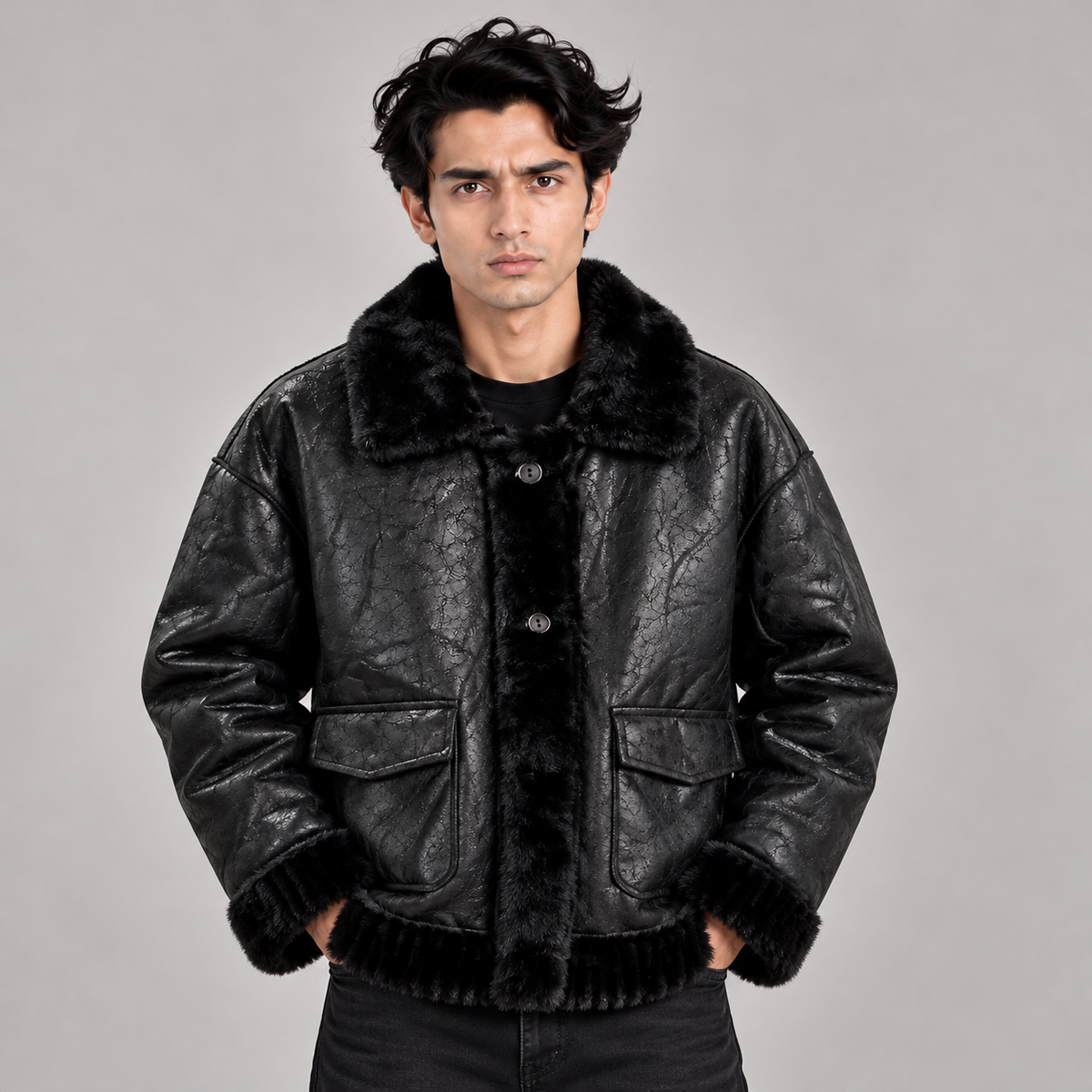 PLUSH TAILORED JACKET - BLACK